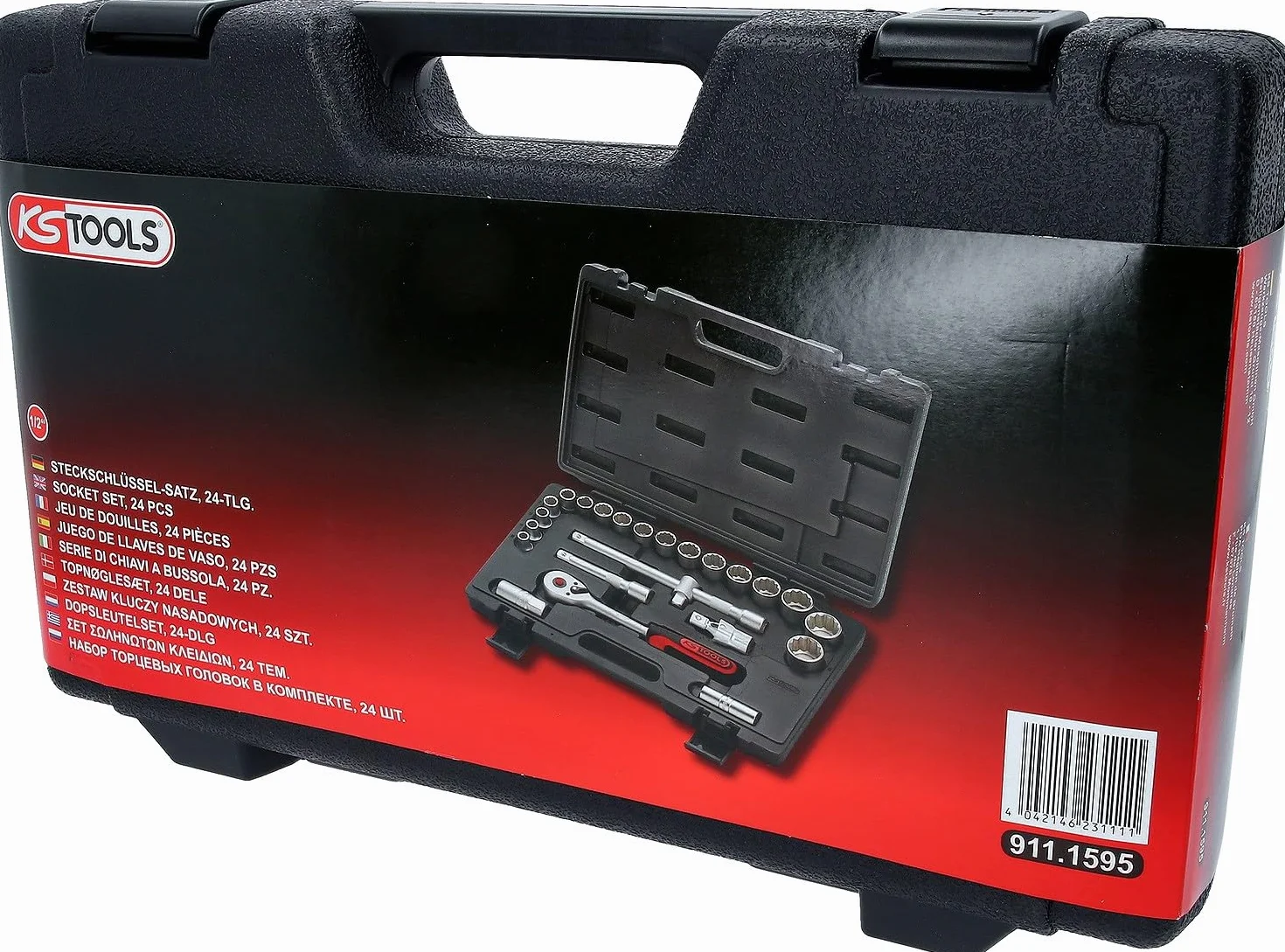 KS Tools 911.1595 Zestaw kluczy nasadowych, 24-szt, 1/2", 12-kątna