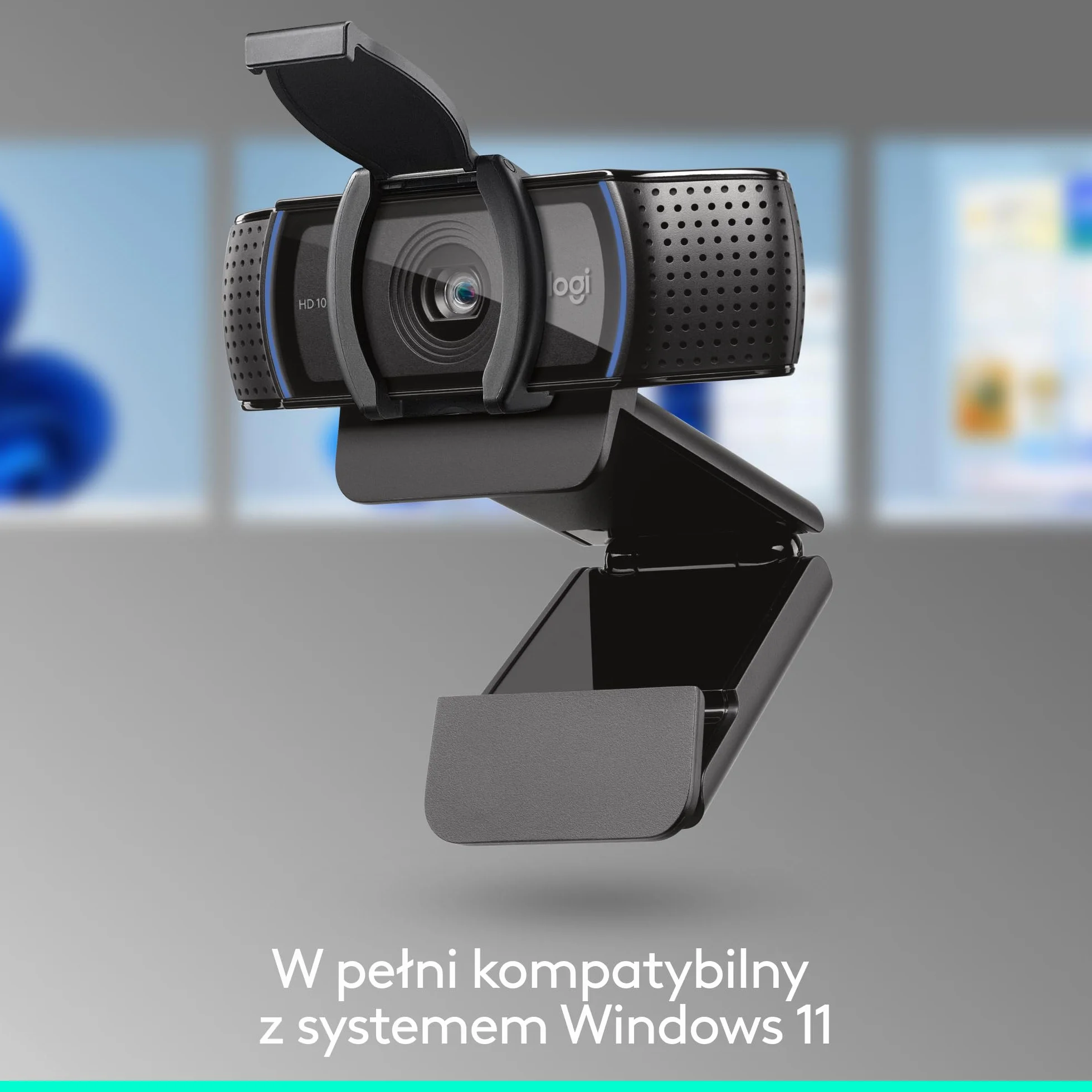 Logitech Full HD Pro C920 kamera internetowa, panoramiczne wideorozmowy i nagrywanie 1080p HD, automatyczna korekcja światła, mikrofony z redukcją szumów, stworzona do spotkań streamingu - Czarny