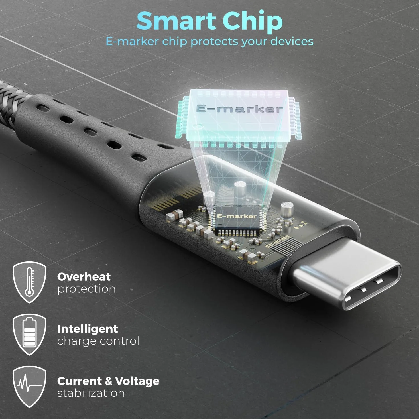 deleyCON 0,5m USB C Kabel PD3.0 100W Szybkie Ładowanie 5 Gbit/s do iPhone iPad MacBook Galaxy