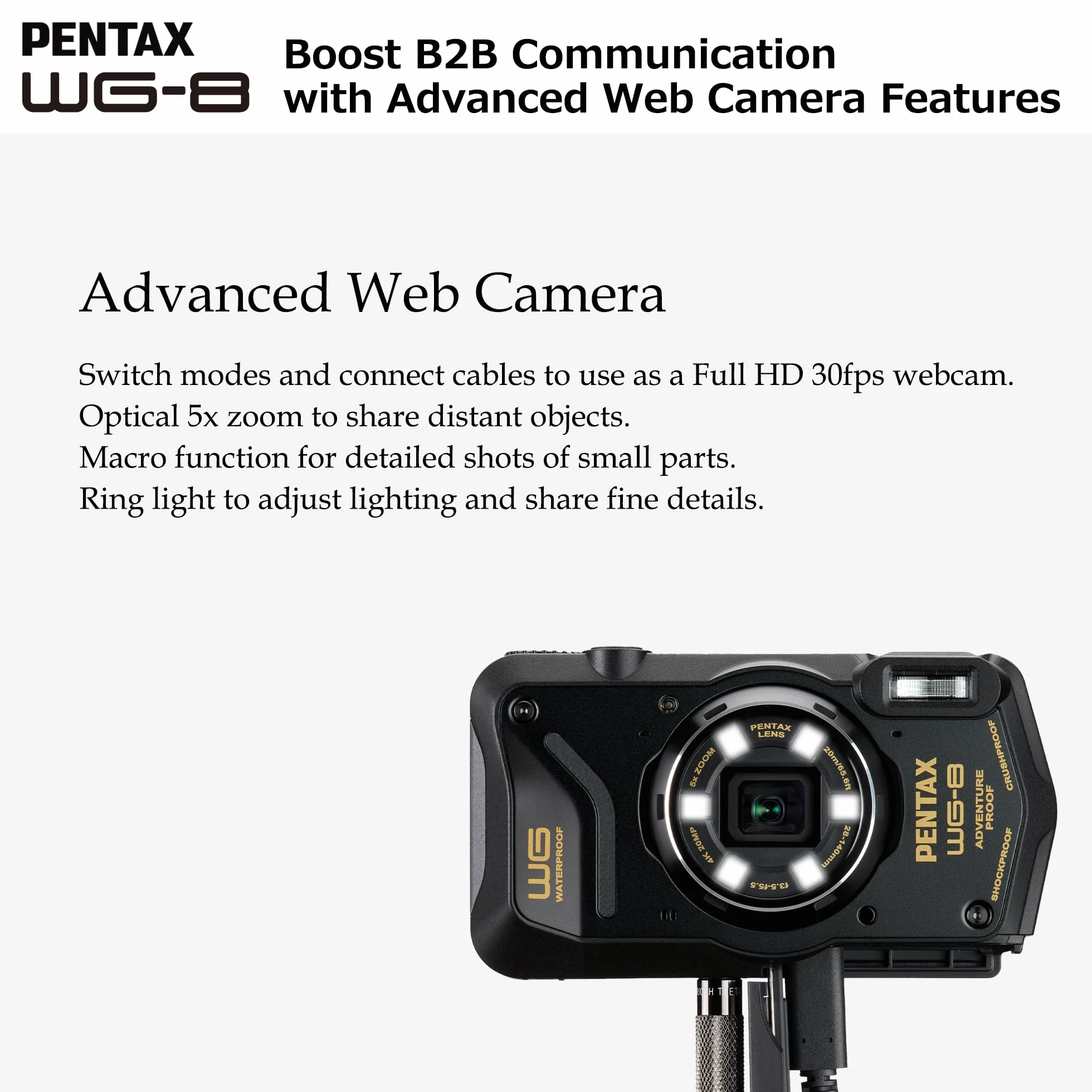 Pentax WG-8 Czarny Aparat Przygodowy Wodoodporny