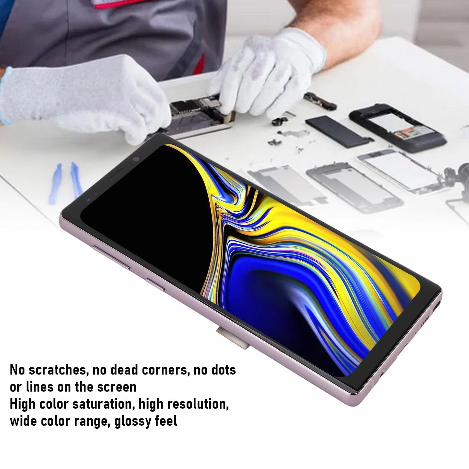 LCD Wyświetlacz Digitizer 3D Digitizer, wymiana ekranu dla przypis 9 N9600 N960U N960F N960N, 6,4 cali Wyświetlacz LCD Digitizer 3D Digitizer z Narzędziami (Fioletowy)
