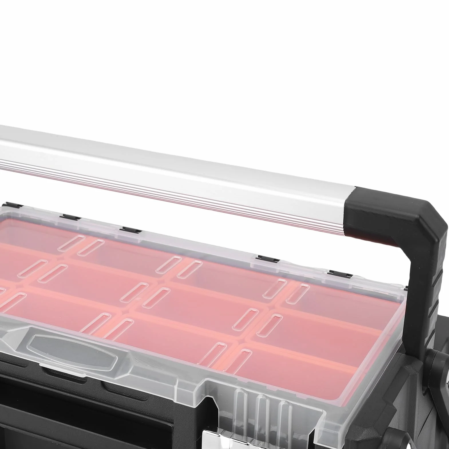 Cocoarm Organizer na Małe Części, Pudełko do Przechowywania Małych Części z PP i Stopu Aluminium, 2 Warstwy 18 Przegródek z Wyjmowanymi Pojemnikami na śruby Nakrętki Śruby Garaż Stół Warsztatowy dla