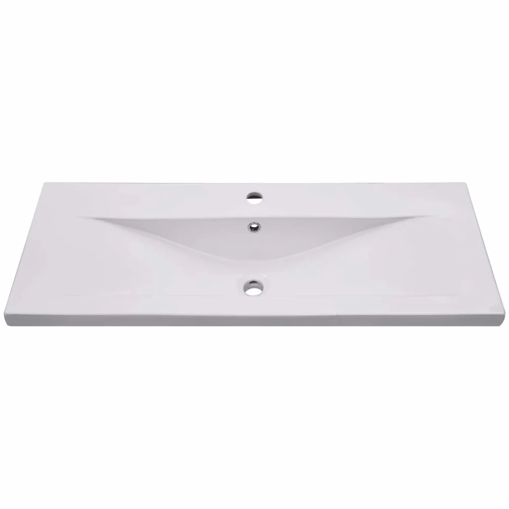 Umywalka wpuszczana 101 x 39,5 x 18,5 cm Ceramiczna biała | Z przepełnieniem, oszkloną powierzchnią, łatwy do czyszczenia, współczesny design