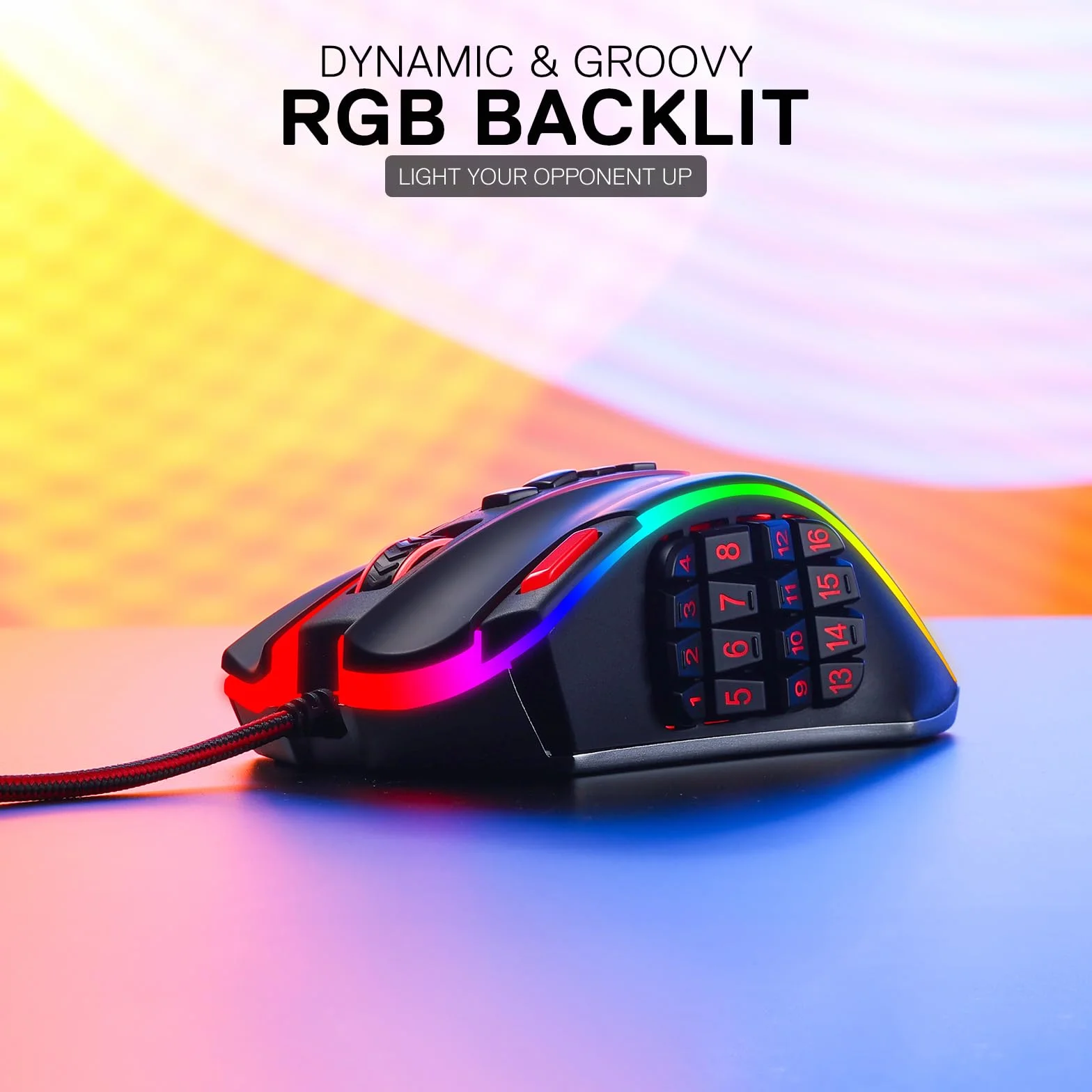 Redragon M990 Mysz do gier MMO, 32000 DPI, przewodowa RGB, 23 programowalne przyciski, aluminiowa podstawa