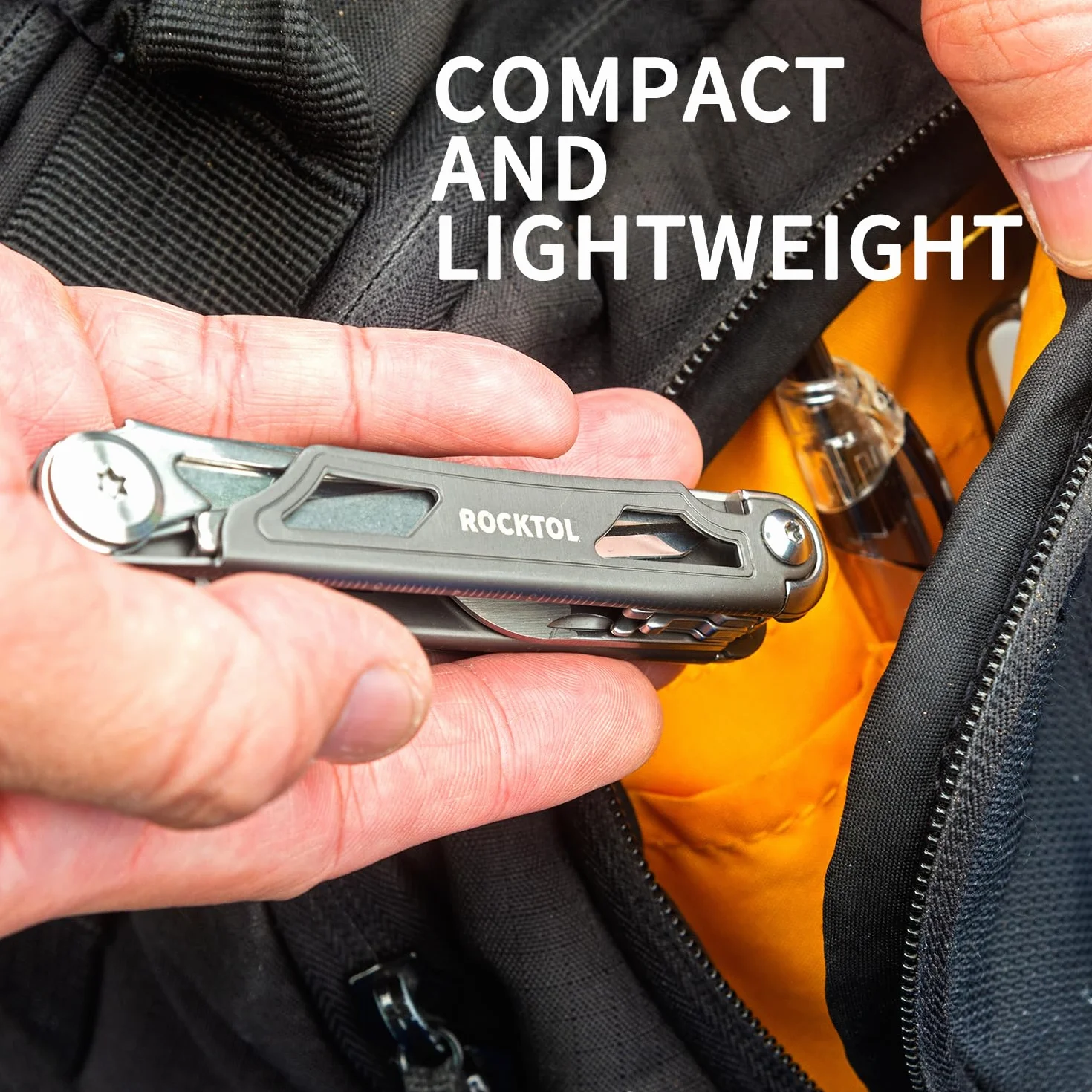 ROCKTOL ST02 kieszonkowy multitool, ostrze ze stali VG-10,12 w 1, tytanowy uchwyt, klips kieszonkowy, duże nożyczki, narzędzie wielofunkcyjne na kemping, wędrówki, survival, gadżet EDC dla mężczyzn
