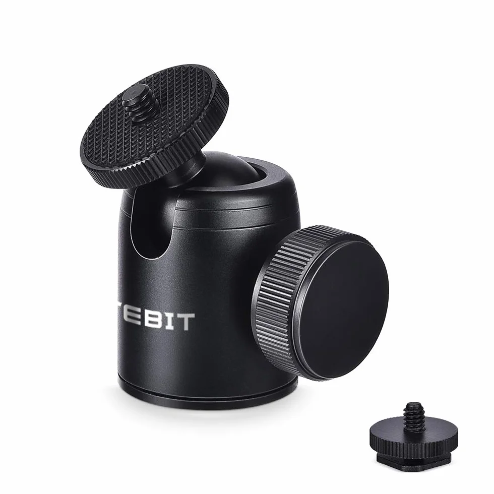 UTEBIT Głowica kulowa aparatu, obrotowe mocowanie głowicy kulowej statywu 360°, mini głowica kulowa statywu ze stopu aluminium 24 mm, maksymalne obciążenie 5 kg/11 funtów, ze zdejmowaną stopką