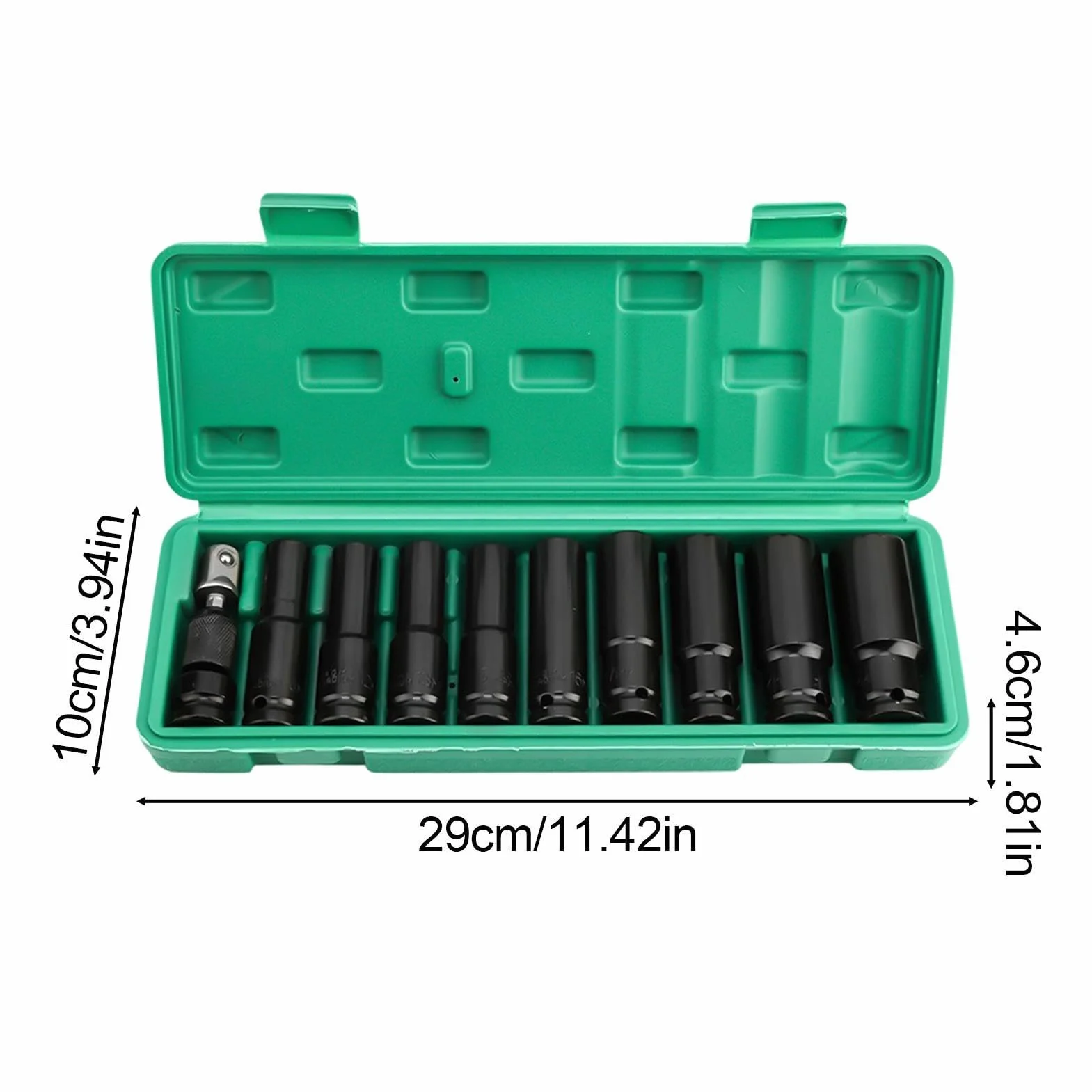 Bit Nasadowy Hex Z Adapterem Ciasno Pasującym 10-24 mm | Zestaw Głębokich Nasad Do Pneumatyki Do Konserwacji Przemysłowej, Domu, Garażu, Warsztatu, Dla
