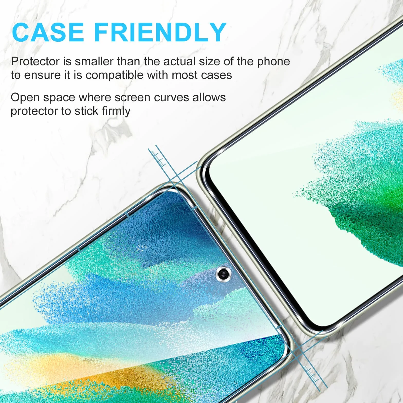 Phoona 2 sztuki folii ochronnej do Samsung Galaxy S21 FE 5G, twardość 9H, folia pancerna, szkło ochronne, HD przezroczysta folia ochronna na wyświetlacz odporna na zarysowania bez pęcherzyków