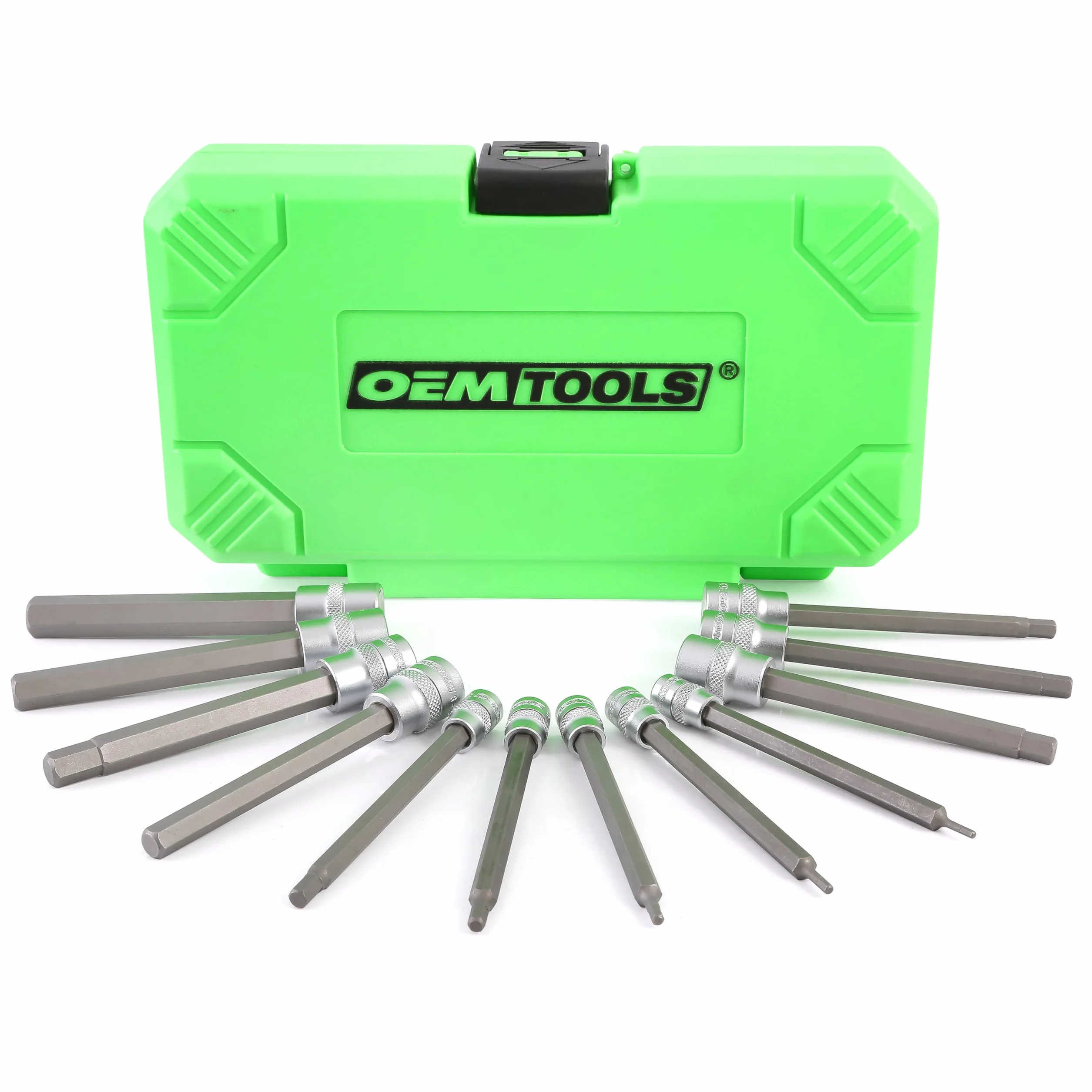 OEMTOOLS 23538 12-częściowy zestaw nasadek sześciokątnych (metrycznych), zestaw kluczy imbusowych, bardzo długie metryczne gniazda imbusowe, zestaw nasadek imbusowych o długim zasięgu