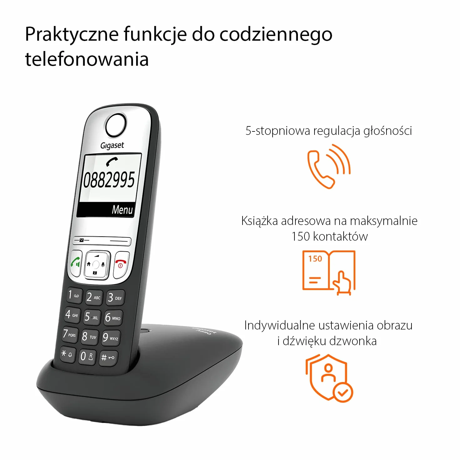 Gigaset A690 Bezprzewodowy Telefon DECT z Słuchawkami Kontrastowy Wyświetlacz Jumbo