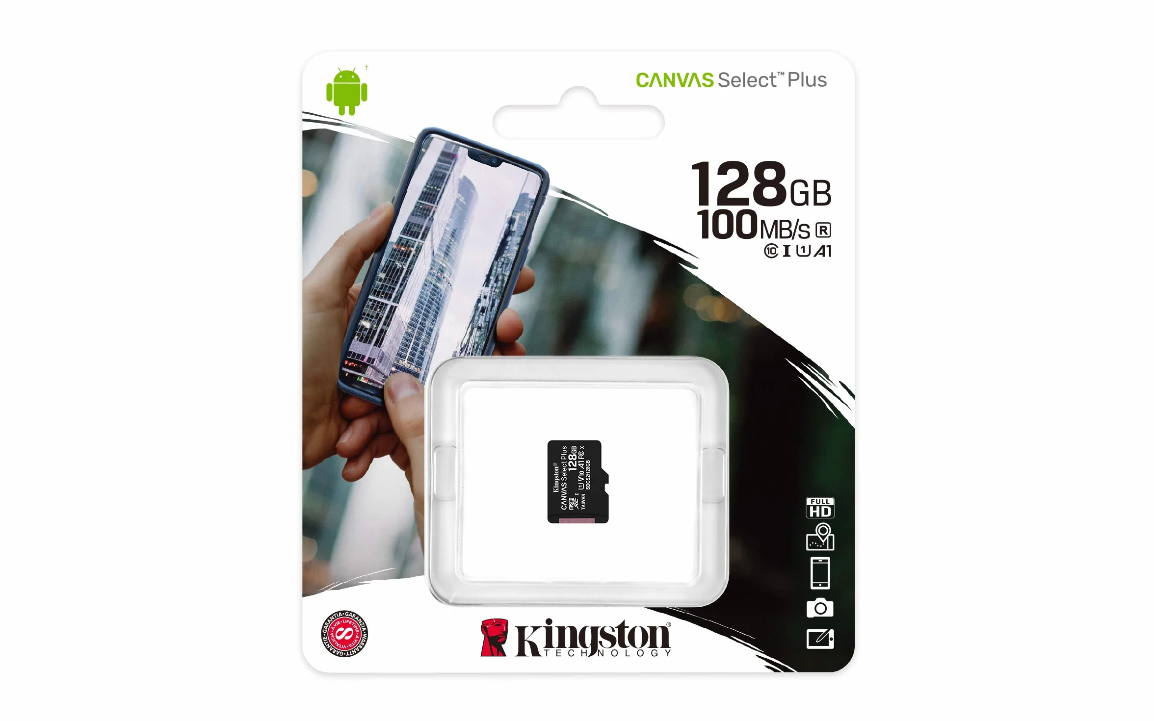 Kingston Canvas Select Plus SDCS2/128GBSP Karta Pamięci MicroSD, 128GB, Czarny