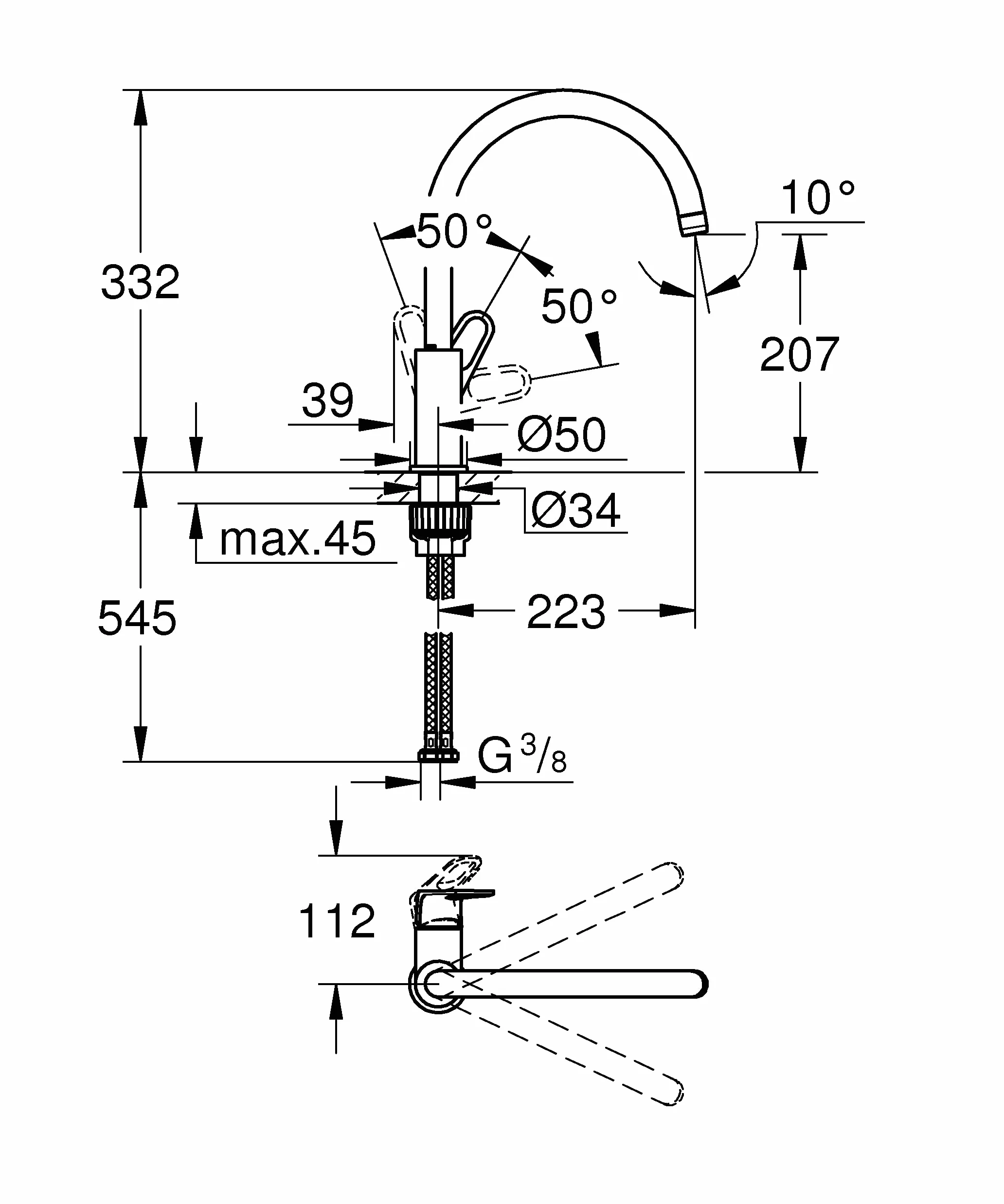 Grohe 31538001 Bateria Umywalkowa, Srebrny, ‎47.5 x 26 x 5 cm; 1.32 kg