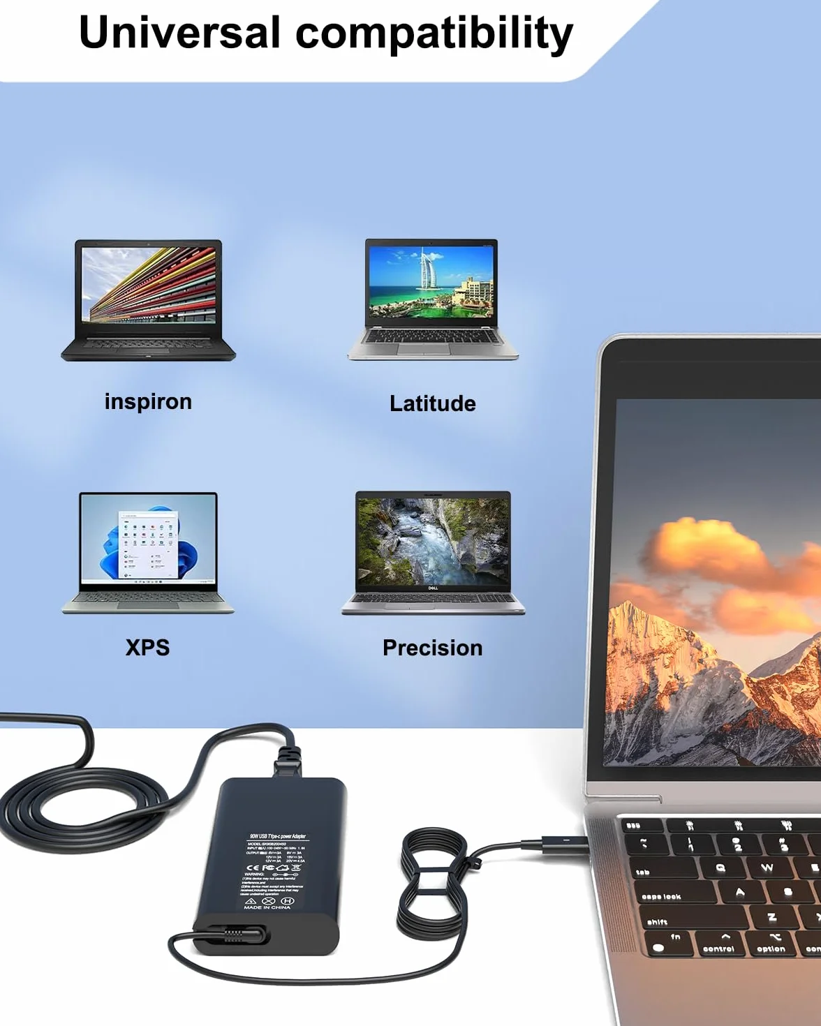 Zasilacz USB C 90W Ładowarka Dell Latitude 5420 5430 5310 5340 7440 3400 3500 5280 5290 5590 5300 5400 7330 7300 XPS 7390