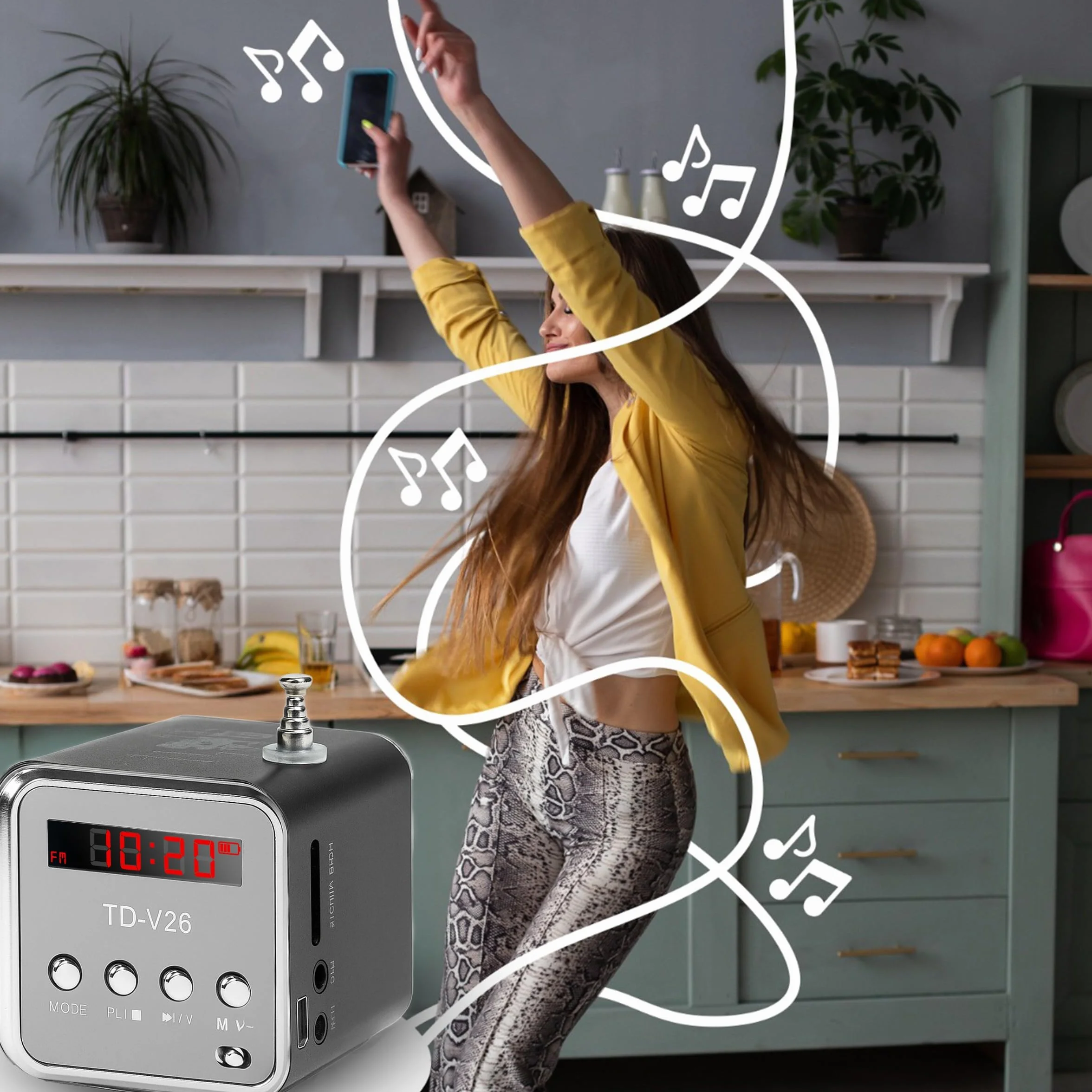 Retoo Głośnik Bluetooth Radio FM Mini Przenośny 3W LED