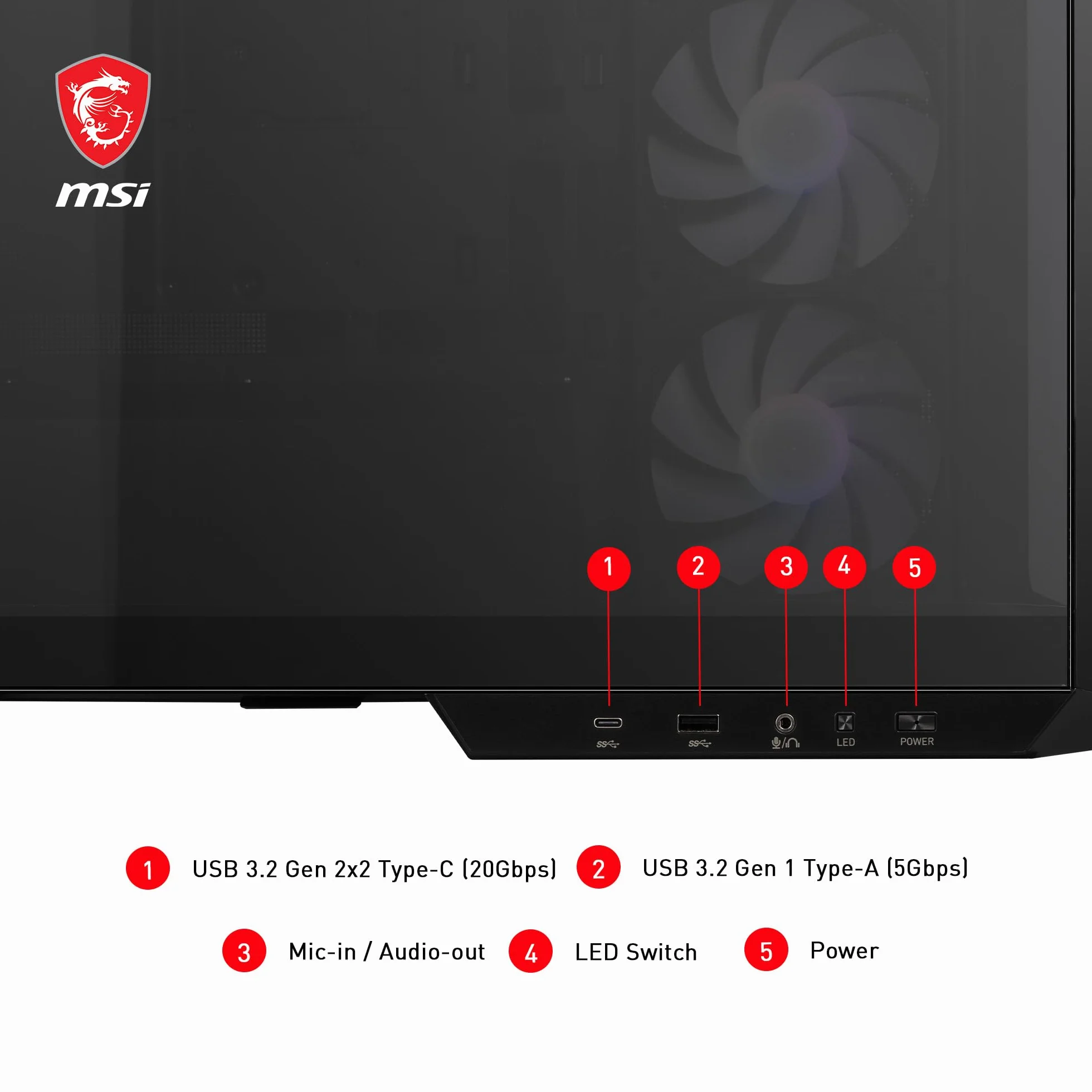 MSI MAG PANO M100R PZ mATX obudowa PC 3x120 mm wentylator ARGB Reverse Blade ARGB 120 mm koncentrator