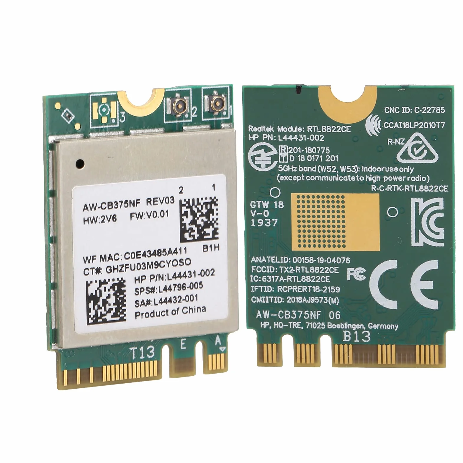 Karta Sieci Bezprzewodowej M.2 NGFF RTL8822CE 2.4/5.0GHz Bluetooth 5.0 802.11a/b/g/n/ac
