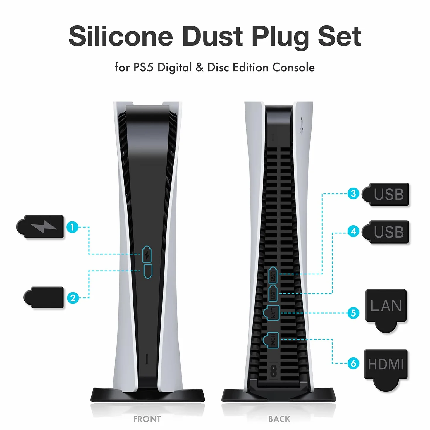 GRAUGEAR wysokiej jakości zestaw filtrów do odkurzacza PS5, PS5 Slim i Pro, z silikonowymi osłonami i szczotkami do czyszczenia dla dłuższej żywotności i lepszej wydajności.