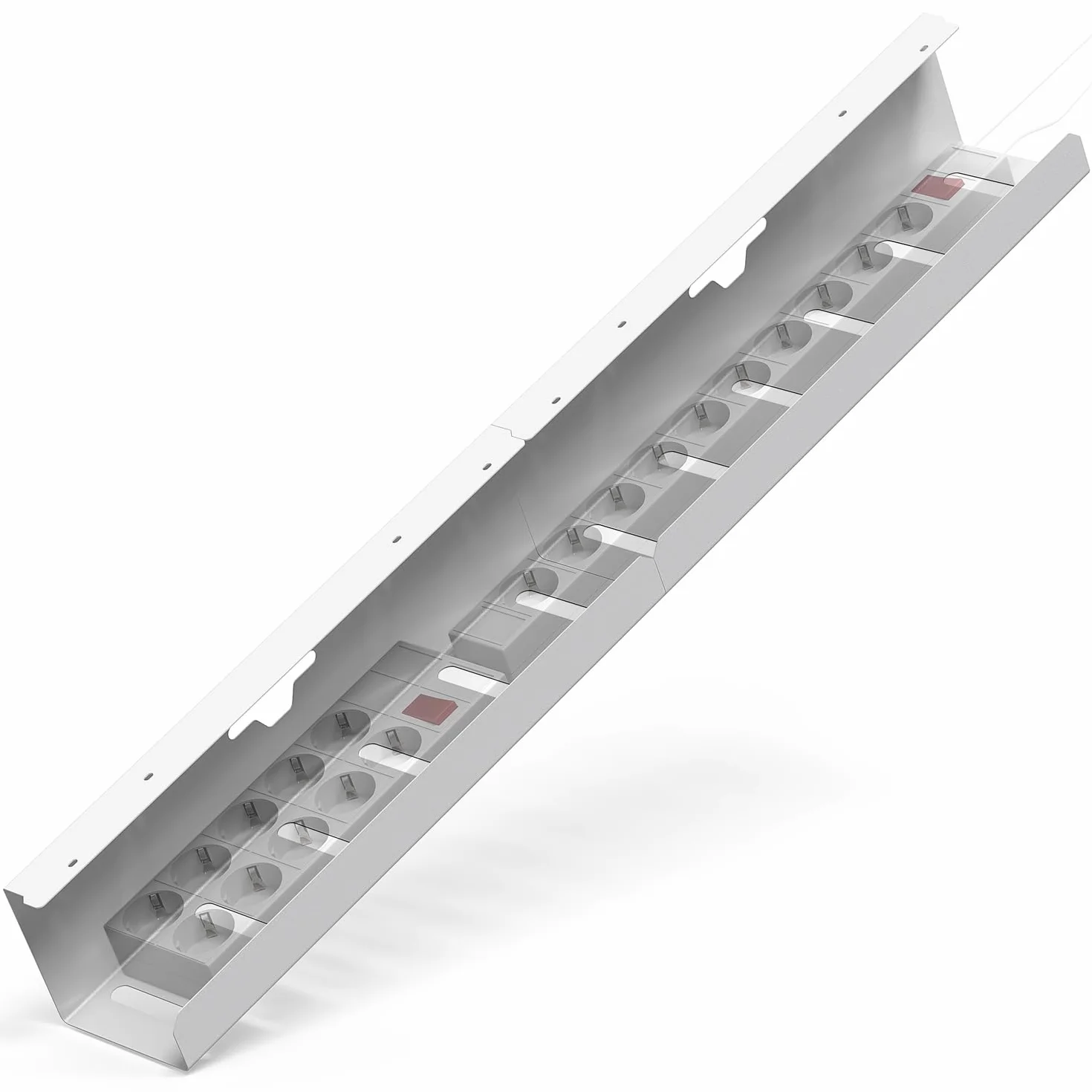 iVengo® XL kanał kablowy biurko z atestem TÜV [2x50cm] do idealnego zarządzania kablami - przestronne kanał kablowy pod biurko [zestaw 2] - solidna i elegancka wanna kablowa – biały matowy