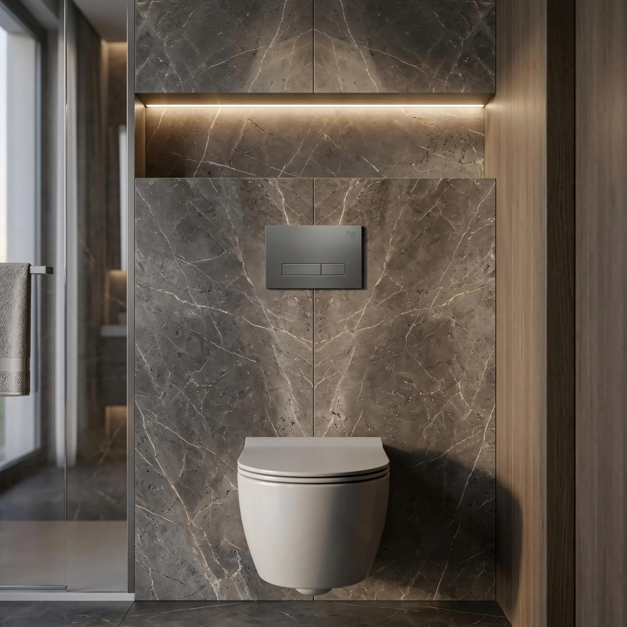 Rea - Stelaż Zestaw Podtynkowy Slim 024n Do Mis Wc Z Przyciskiem Hd Tytan - 22x35,2x106,2 cm
