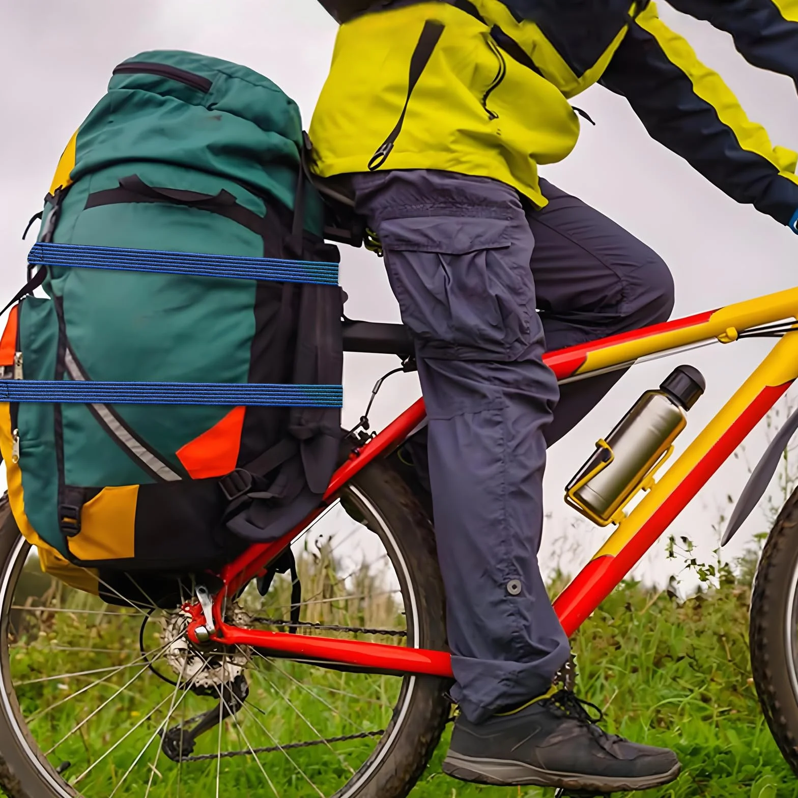 4 sztuki gumek napinających z haczykami, płaskie pasy napinające, długość 1 m, gumowy napinacz do wózka transportowego, bagażnika, roweru, motocykla, na kemping
