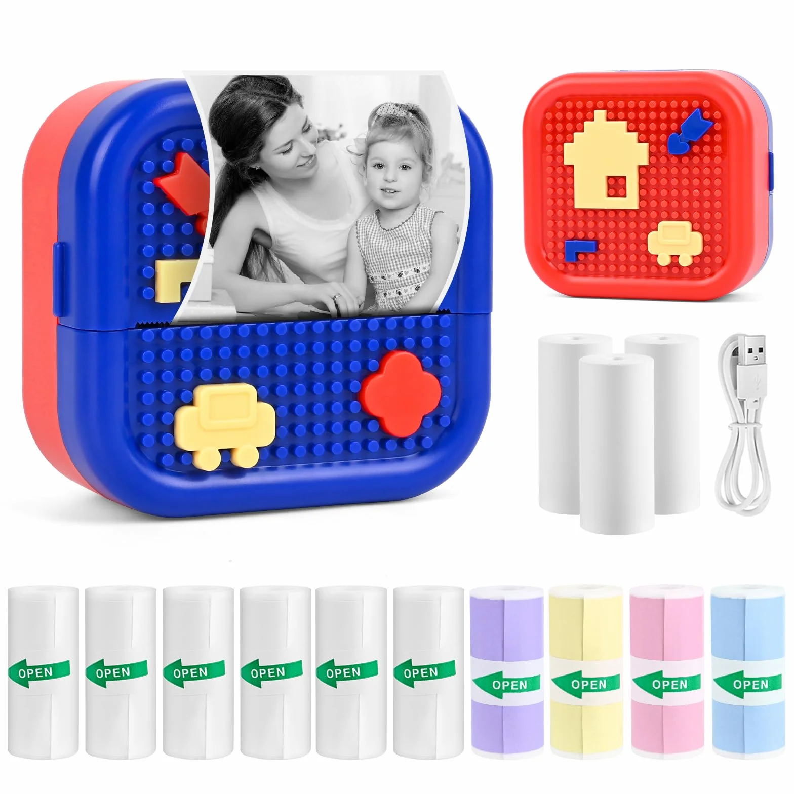 Bezprzewodowa mini drukarka fotograficzna Bluetooth z 13 rolkami do smartfona