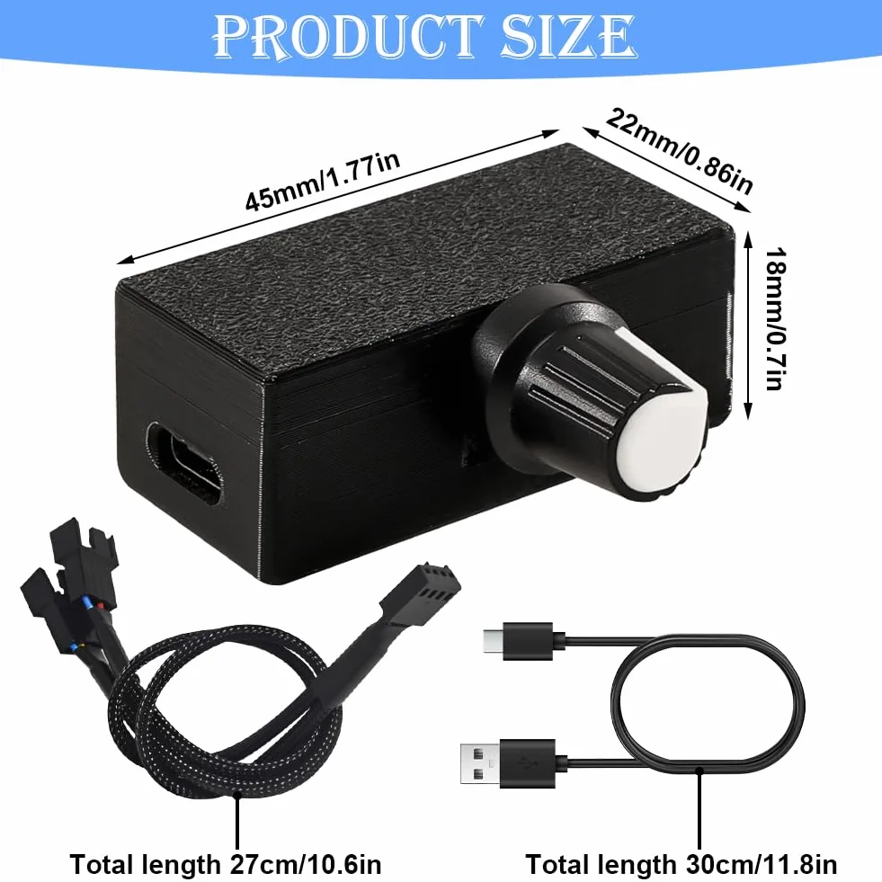 4-pinowy kontroler wentylatora PWM 12V z kablem adapterowym 1 do 2, regulator 0-100% do chłodzenia PC