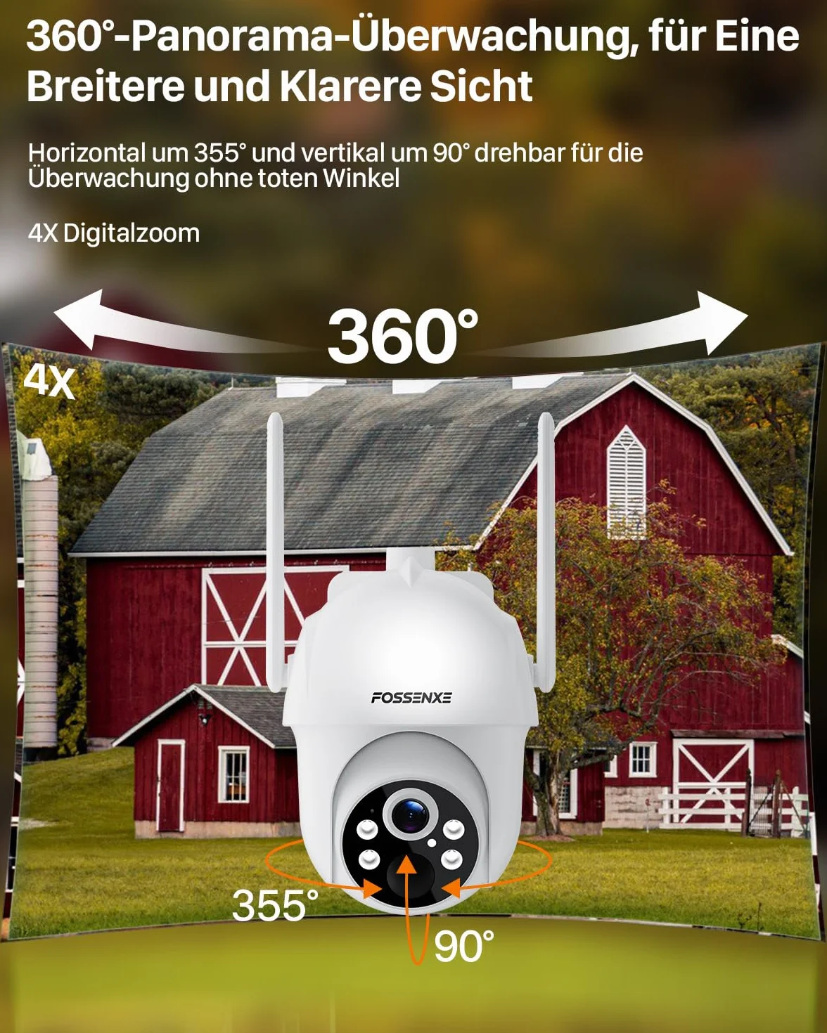 Kamera bezpieczeństwa 4G LTE, bezprzewodowa kamera solarna z kartą SIM i pamięcią kart 64 GB, kamera PTZ 2K HD 4MP bez Wi-Fi, noktowizor kolorowy, wykrywanie ciała PIR