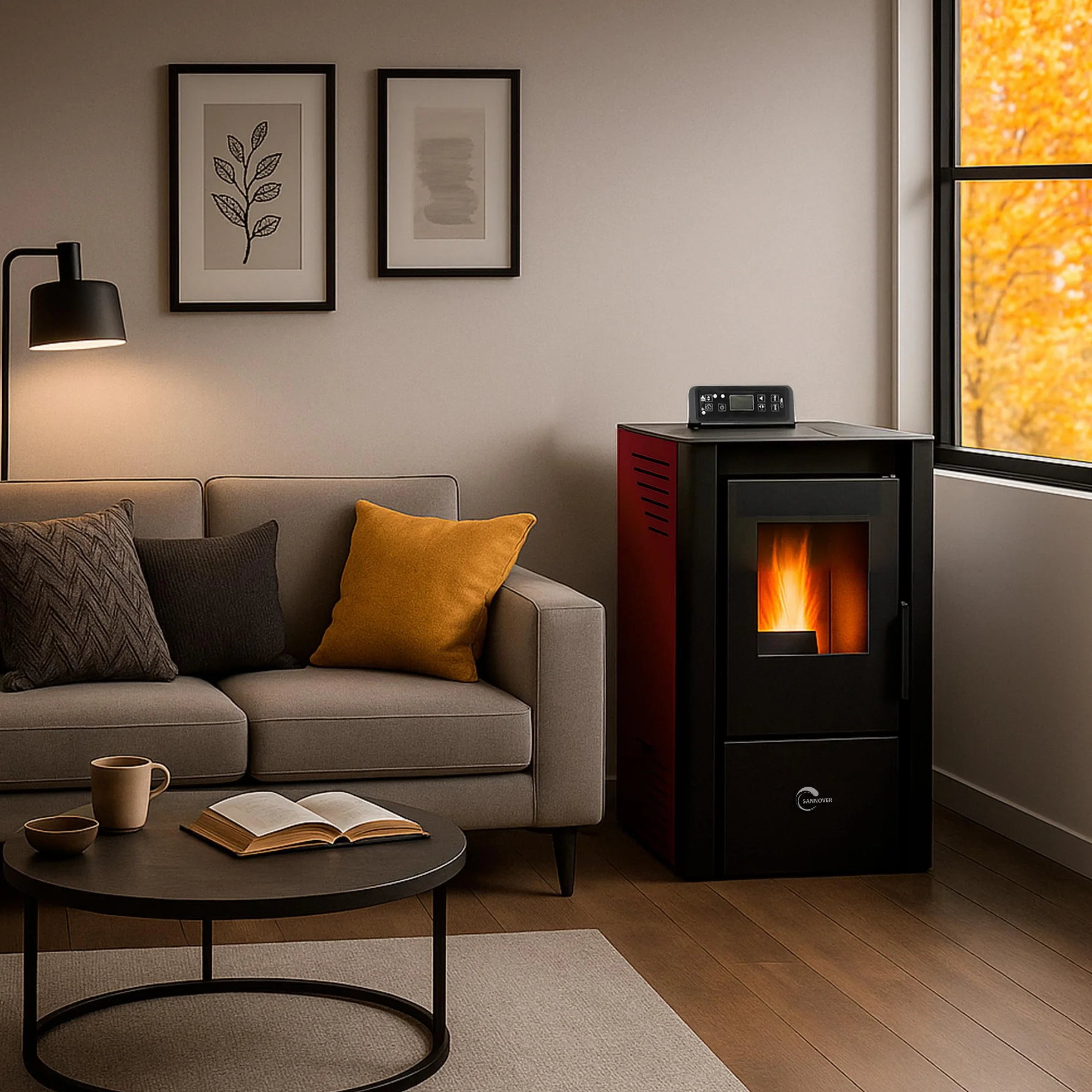 Sannover Anita Piec powietrzny na pellet, 7,6 kW, bordowy