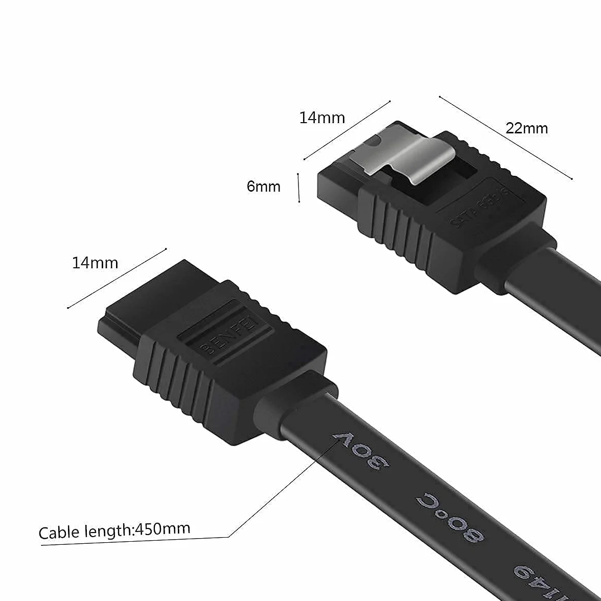 BENFEI Kabel SATA III 6 Gb/s 18 cali 3-pak z zatrzaskiem blokującym