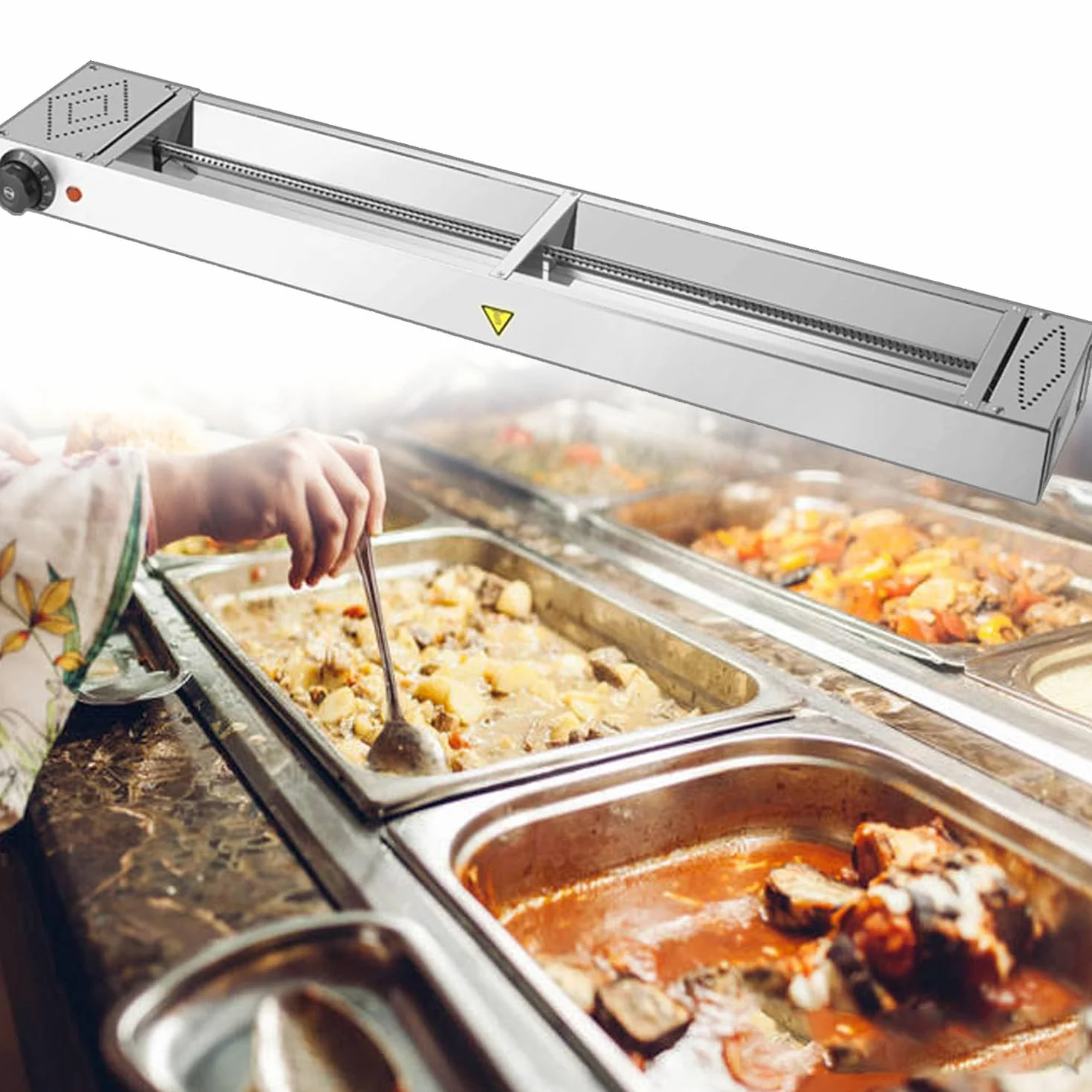 Komercyjna lampa grzewcza do żywności, lampa do żywności, wyposażenie kuchni restauracji, dla restauracji, catering,