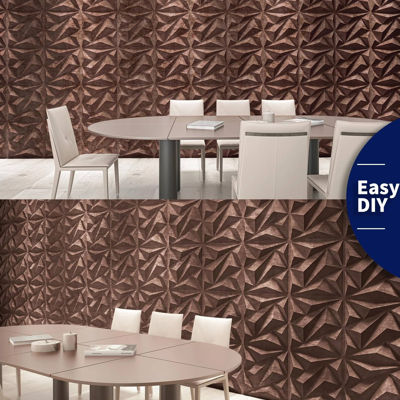 Art3dwallpanels Panel ścienny 3D PCW diamentowy 12 płytek antyczna miedź
