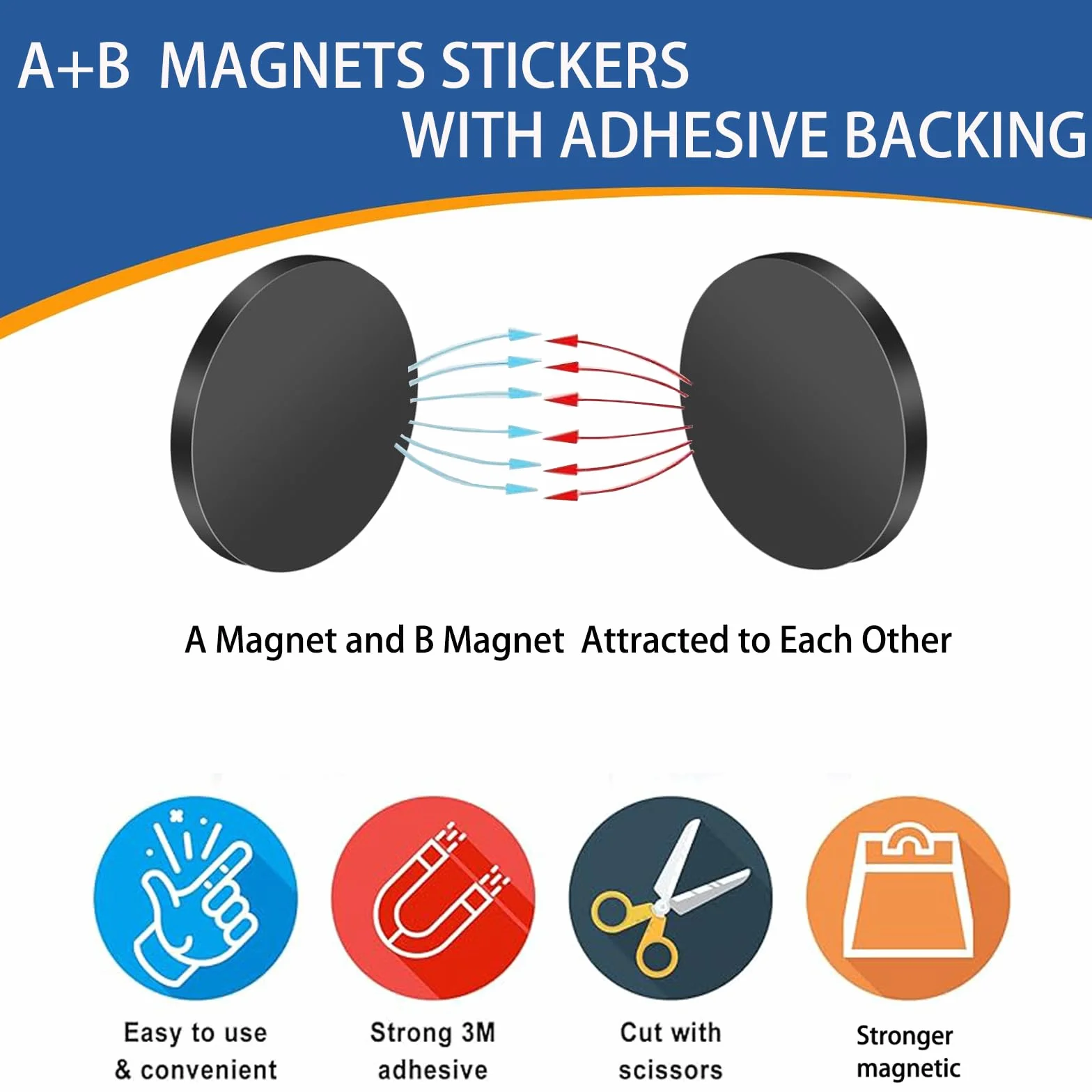 Magnesy Okrągłe naklejki z uchwytem samoprzylepnym, naklejka punktowa z łatwym odklejaniem i naklejaniem na magnetycznych naklejkach na lodówkę - magnes naklejki na taśmie