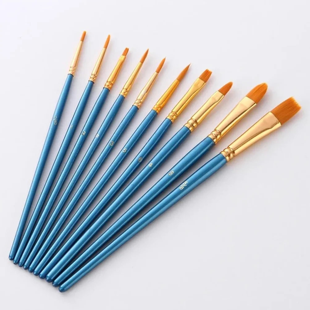 Zestaw pędzli artystycznych, metalowy pręt, do farb olejnych i akwarelowych, profesjonalny pędzel, niebieski - jak pokazano, niebieski - jak pokazano,Blue-As shown