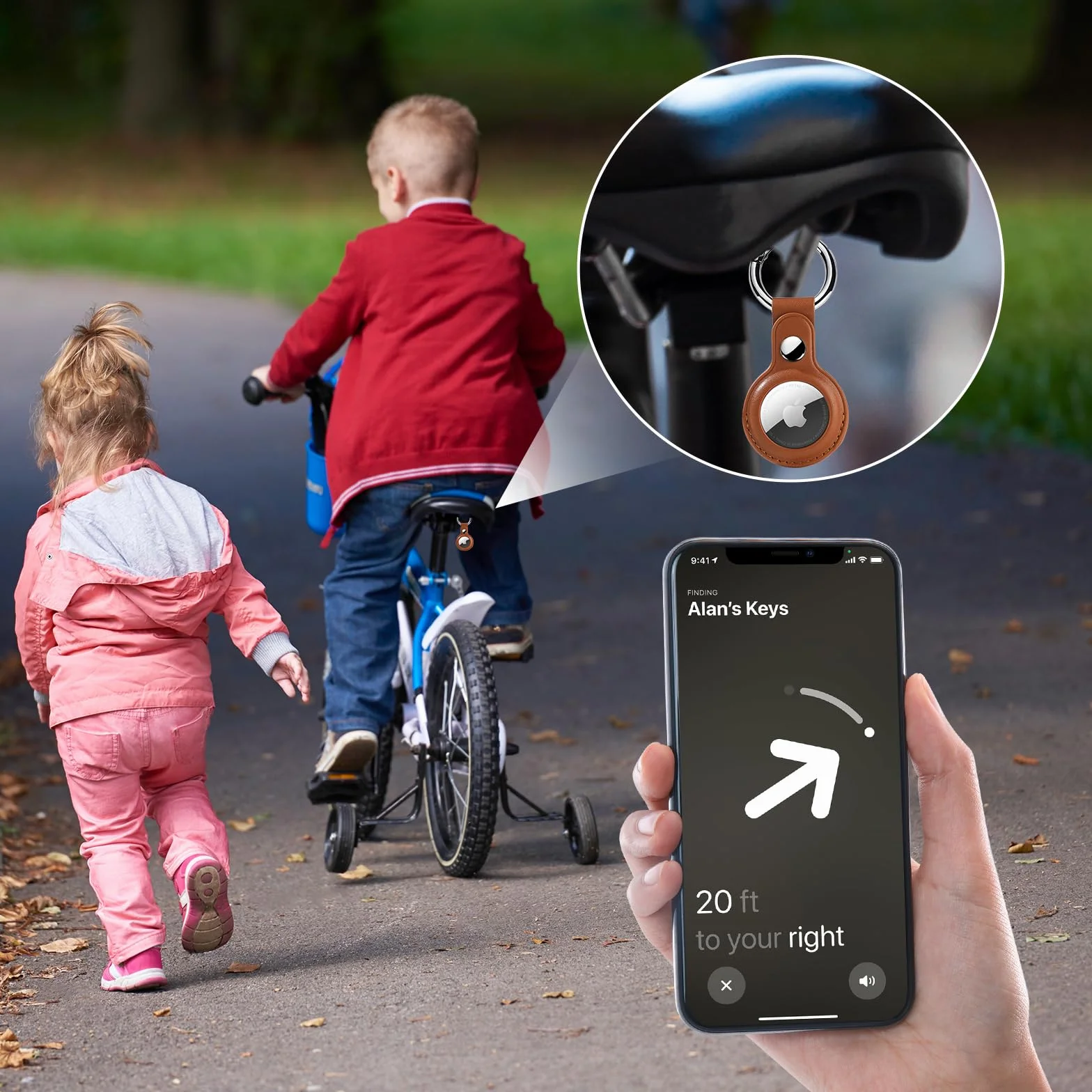 Skórzane etui Apple Air-Tag 2 sztuki z breloczkiem do kluczy