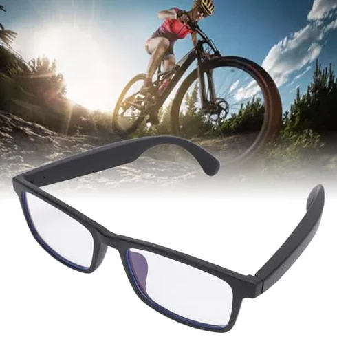 Inteligentne okulary Bluetooth, inteligentne okulary z filtrem światła niebieskiego, inteligentne okulary z otwartym dźwiękiem w uszach z mikrofonem, asystent dotykowy i głosowy, kompatybilne z muzyką