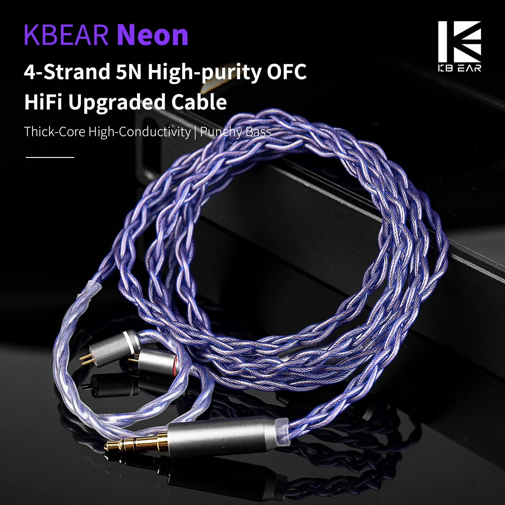 KBEAR Neon 2 PIN IEMs kabel 5N beztlenowa miedź HiFi słuchawkowy 3,5 mm 120 cm