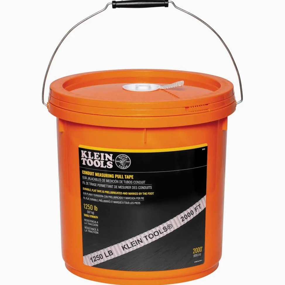 Klein Tools 50122 Taśma do pomiaru przewodów, taśma mułowa do ciężkich kabli i ciągnięcia drutu, 567 kg x 2000 stóp długości