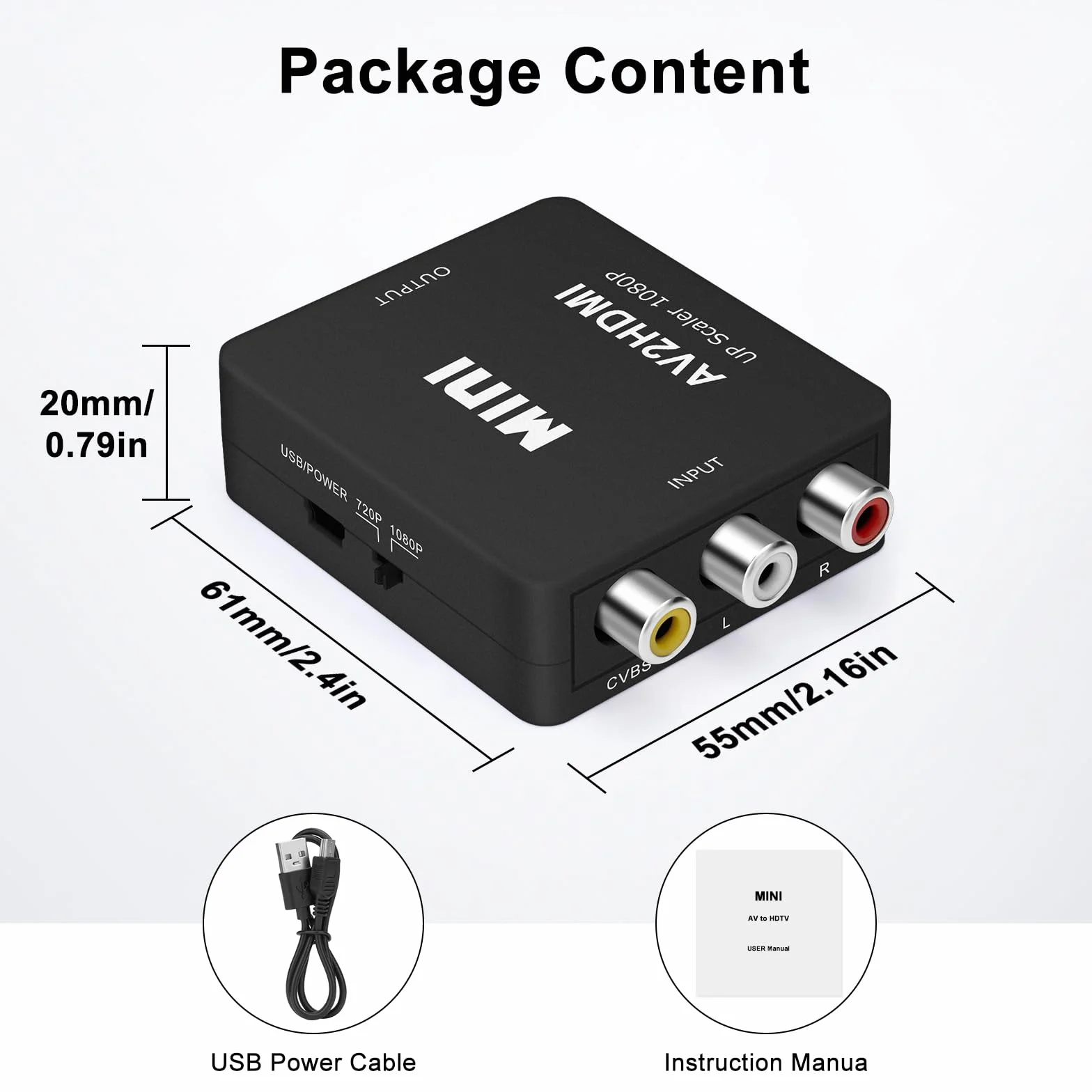 Adapter RCA na HDMI 1080P AV Composite Converter PAL/NTSC do TV Xbox PS3