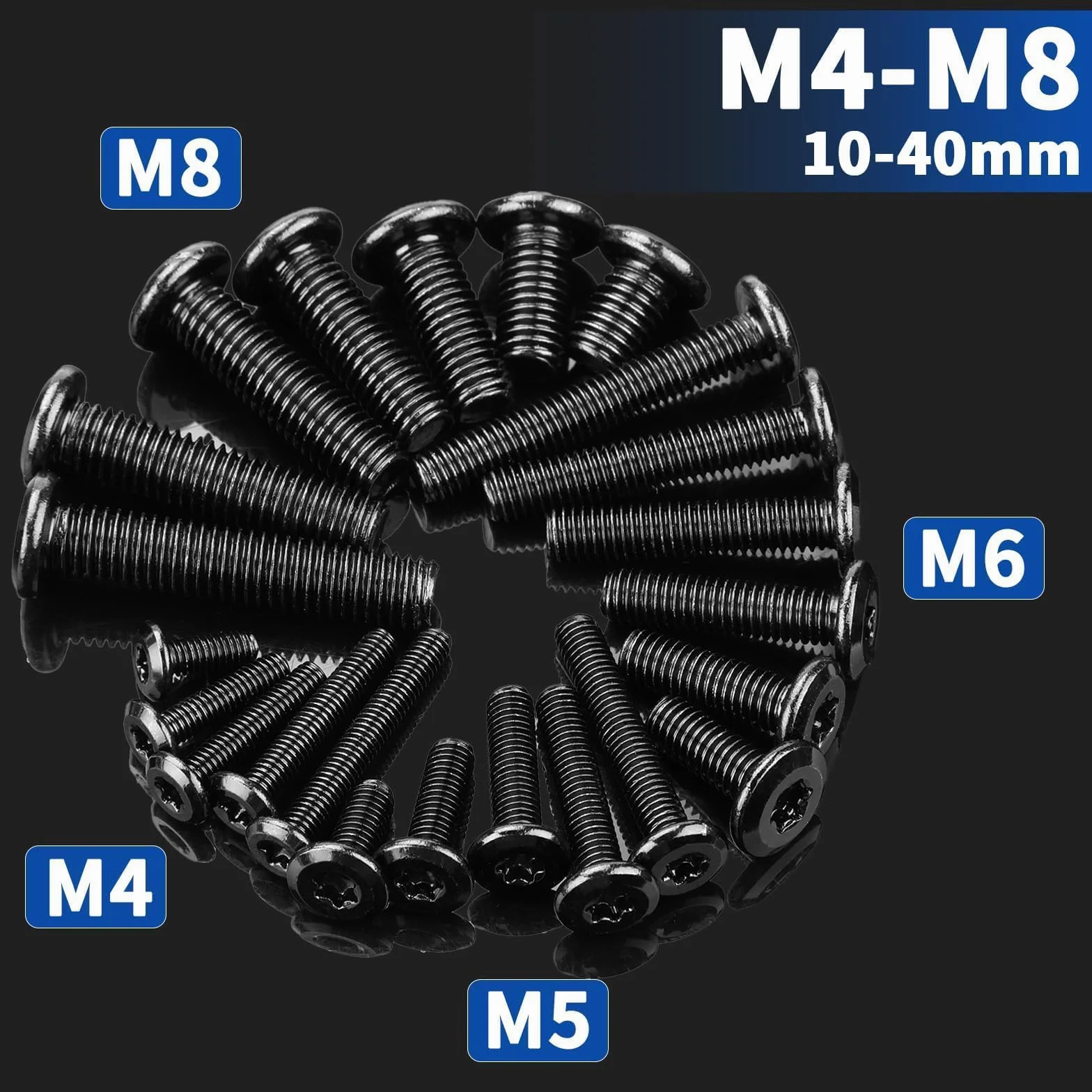 25 sztuk śrub z łbem płaskim M5 x 16 mm, śruby z łbem soczewkowym M5, czarne, stal nierdzewna 304, śruby maszynowe do montażu mebli, do drewna, z kluczem Torx, śrubokrętem