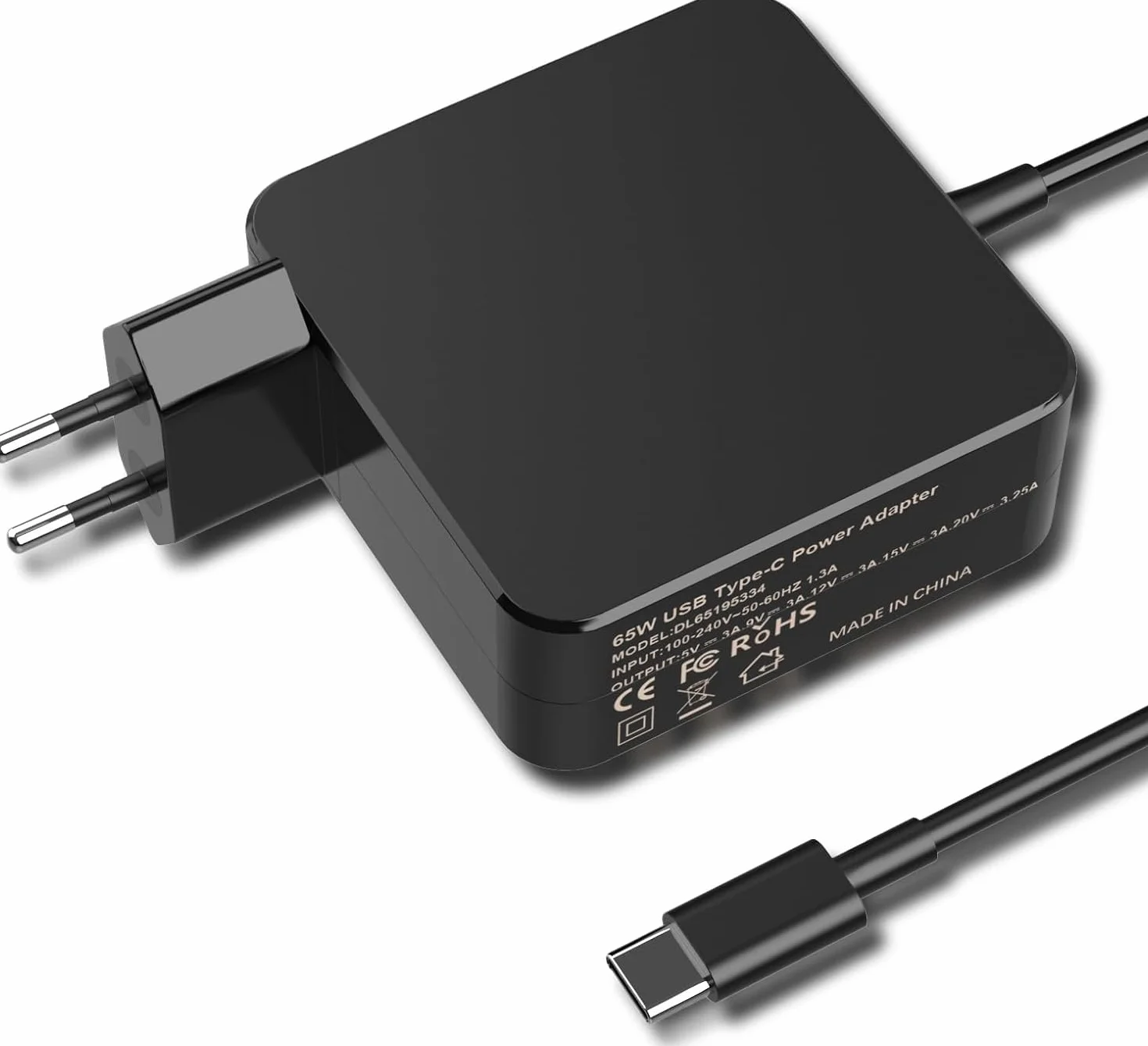 Kabel do ładowania laptopa 65 W USB C do Thinkpad X1 Yoga, Asus Chromebook, Huawei Matebook, MacBook Pro/Air, HP Spectre, Xiaomi Air Google Samsung Acer 20V 3,25A adapter ładujący