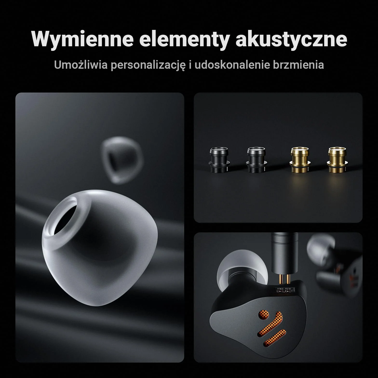 Fosi Audio IM4 Słuchawki Douszne HiFi Otwarty Tył N52 Podwójny Magnes 2-Pin Kabel 3,5 mm Srebrny