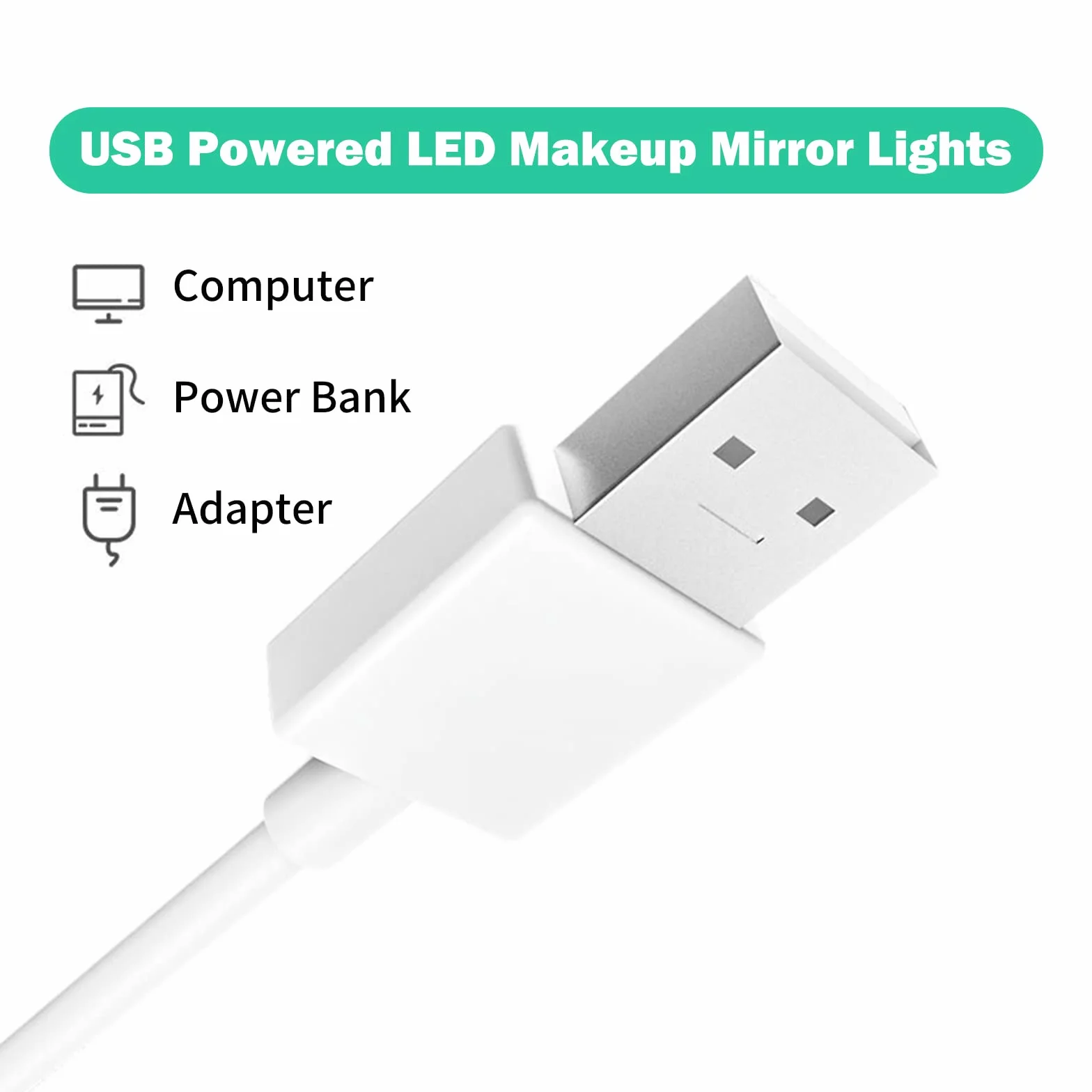 Taśmy LED, lusterko kosmetyczne LED, 18 diod LED, regulowane sterowanie dotykowe, oświetlenie lustra do makijażu do lustra łazienkowego z kablem USB, lusterko kosmetyczne