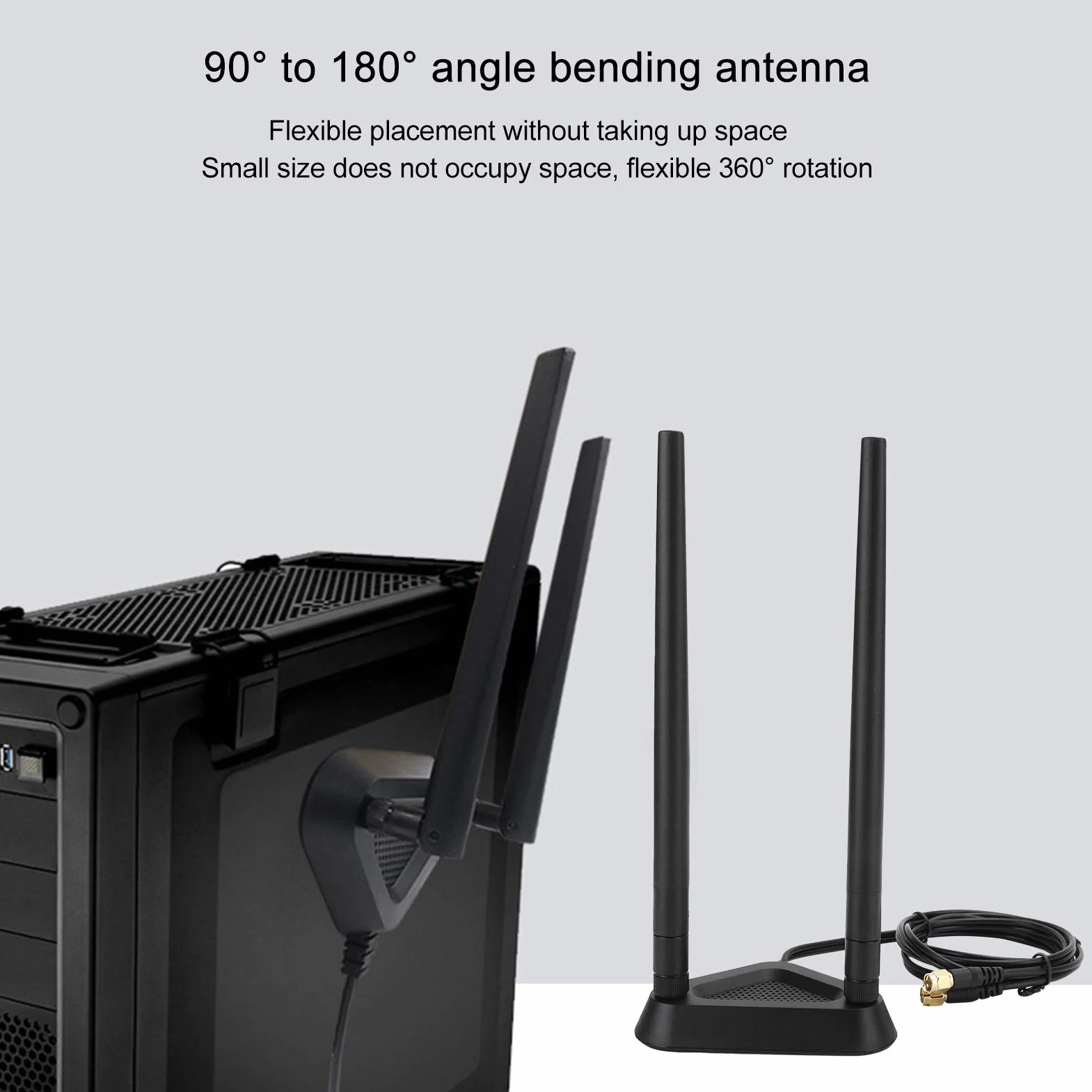 ASHATA Antena WiFi magnetyczna RP-SMA 1,1 m przedłużacz do routera
