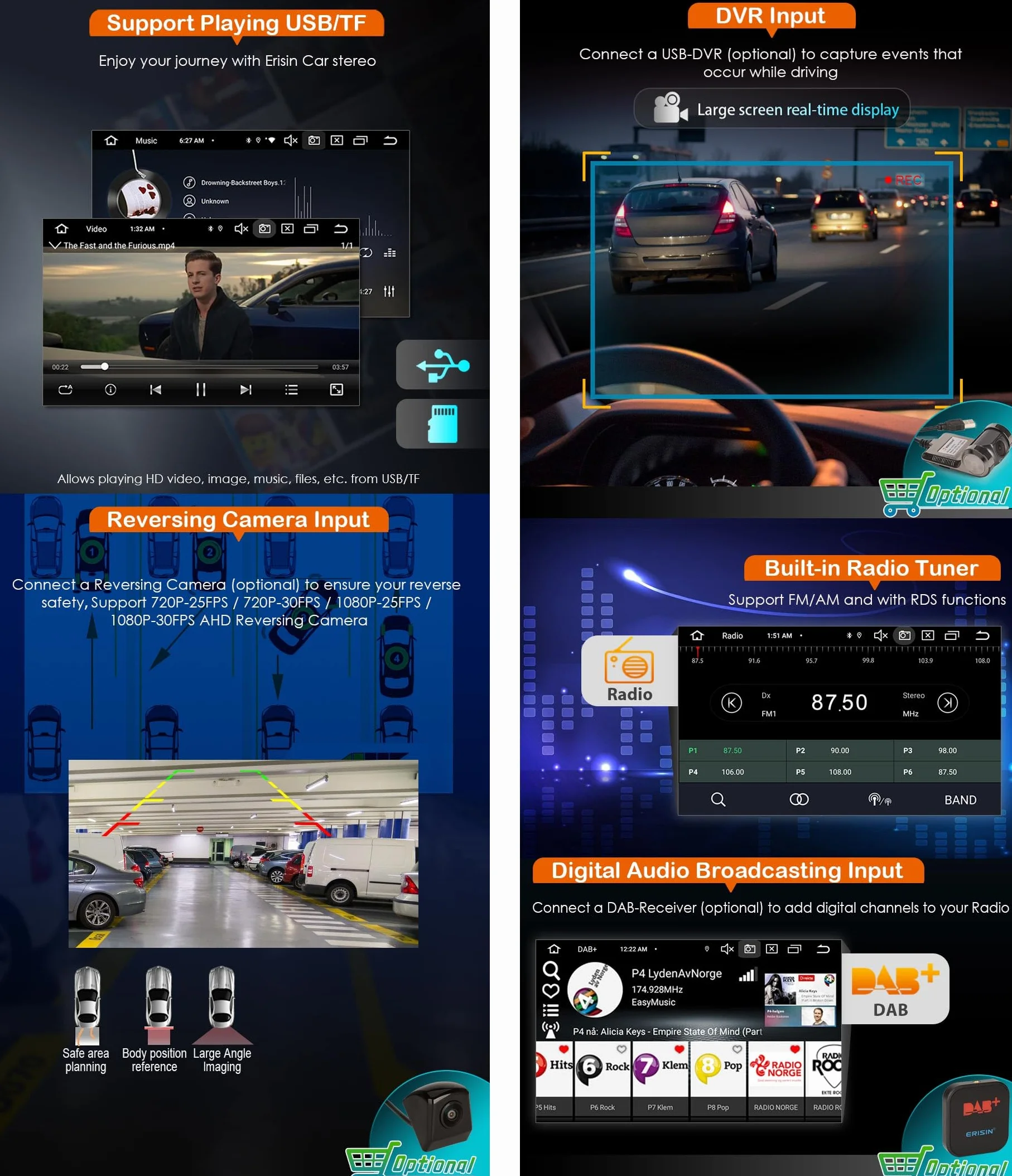 Erisin Android 14 radio samochodowe GPS nawigacja do BMW serii 3 E90 E91 E92 E93 8-Core CPU CarPlay Bluetooth ekran dotykowy