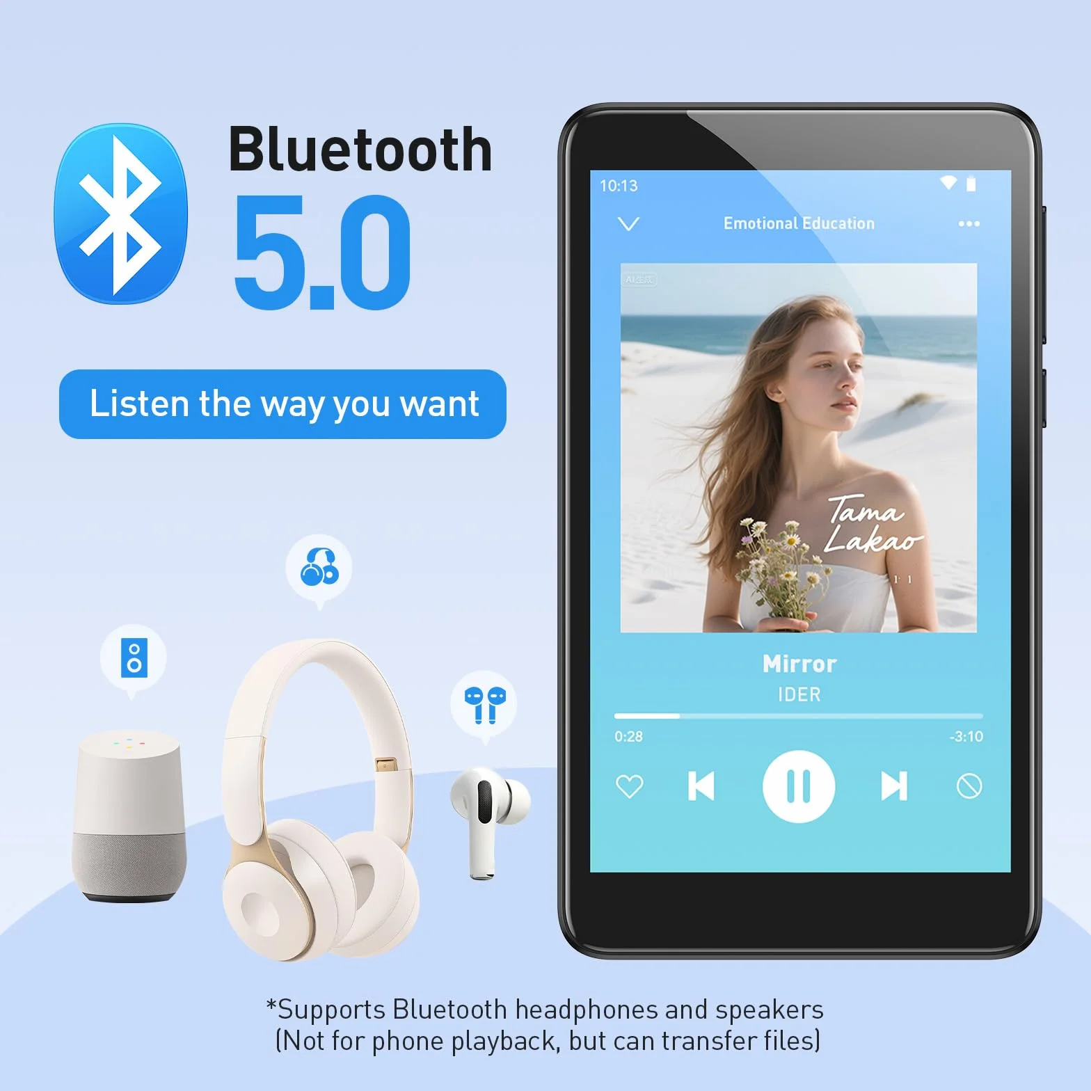 AGPTEK odtwarzacz MP3 Spotify 96 GB z Bluetooth i Wi-Fi, 4-calowy ekran dotykowy Android 14 odtwarzacz muzyki MP4, obsługa Audible, aplikacji, radia FM, Amazon Music, do 1 TB, czarny