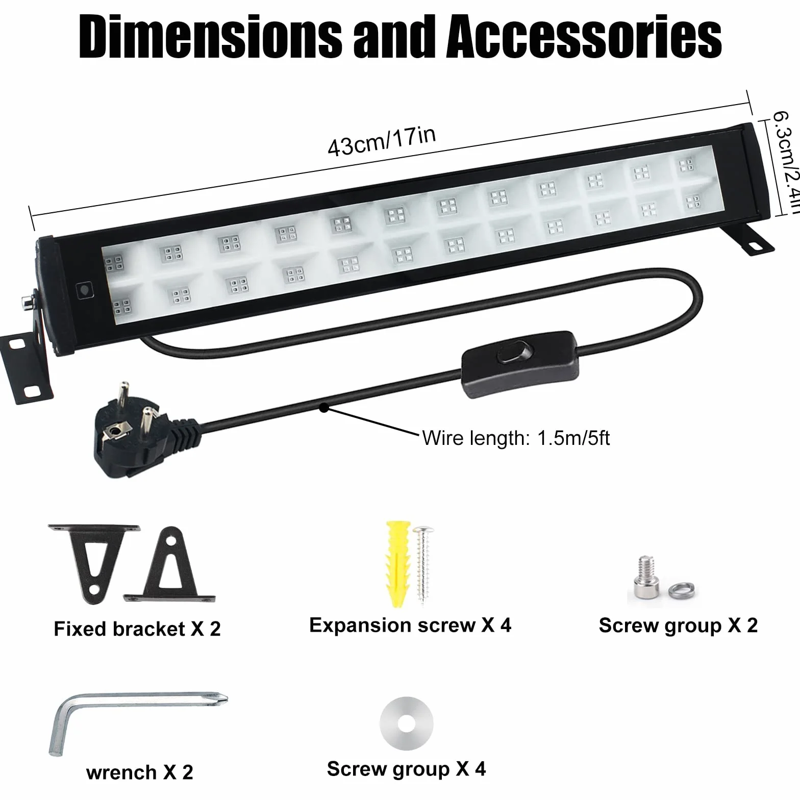 50W Blacklight LED, UV Blacklight Lamp z wtyczką i przełącznikiem, IP66 wodoodporny UV Spotlight Outdoor, Blacklight z 96 LED, UV Light Tube dla Party Fluorescent Malarstwo
