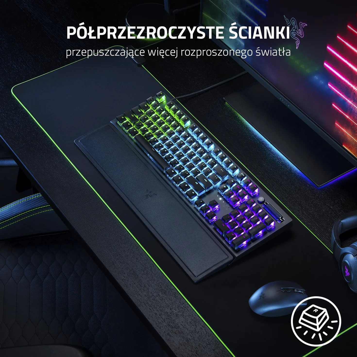 Razer Phantom Keycap Upgrade Set 128 klawiszy Czarny Półprzezroczysty RGB