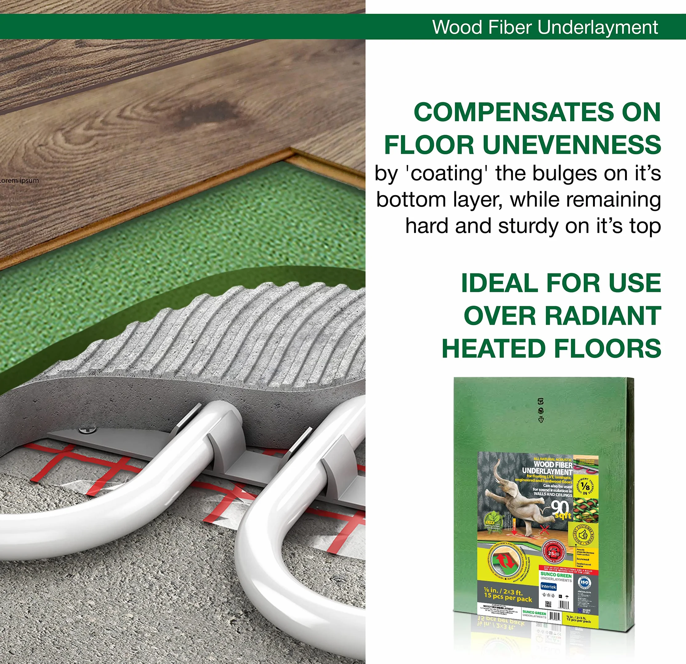 3 mm 1/8 cala podkład podłogowy z włókna drzewnego do laminatu winylowego LVT LVP drewniana podłoga 90 m2 naturalna bariera izolacyjna akustyczna