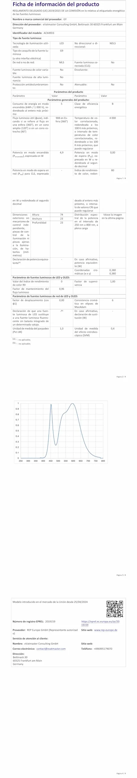 GY G9 Led ?arówka neutralna biel 4000K, 4,9 W 908 LM Odpowiednik 75 W, energooszcz?dna ?arówka LED G9 klasa B, 23 mm x 74 mm, 220-240 V, nie?ciemnialna, niemigocz?ca, zestaw 10 szt