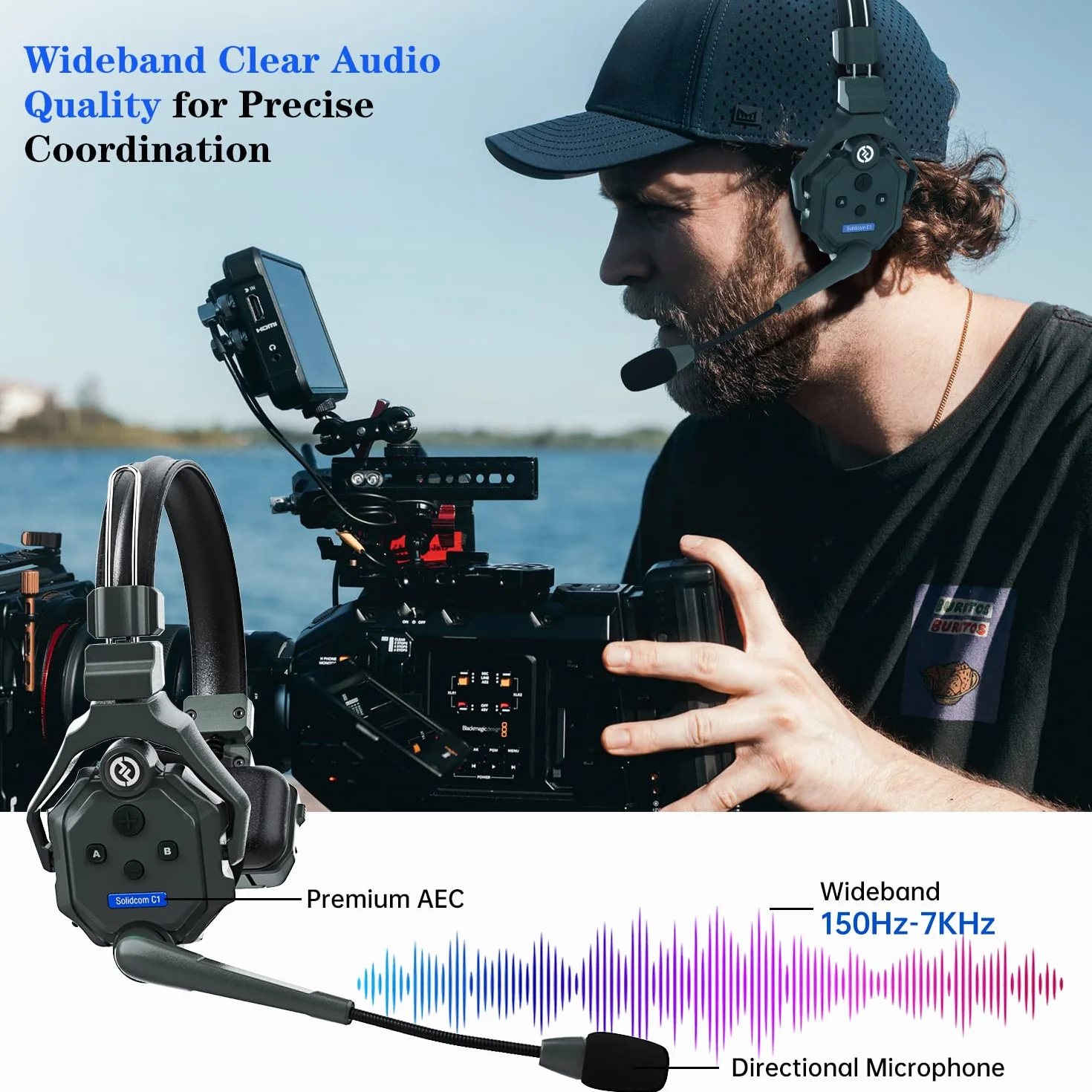 Hollyland Solidcom C1 Full Duplex Wireless Intercom System 350 m Bezprzewodowy zestaw słuchawkowy dla 8 użytkowników